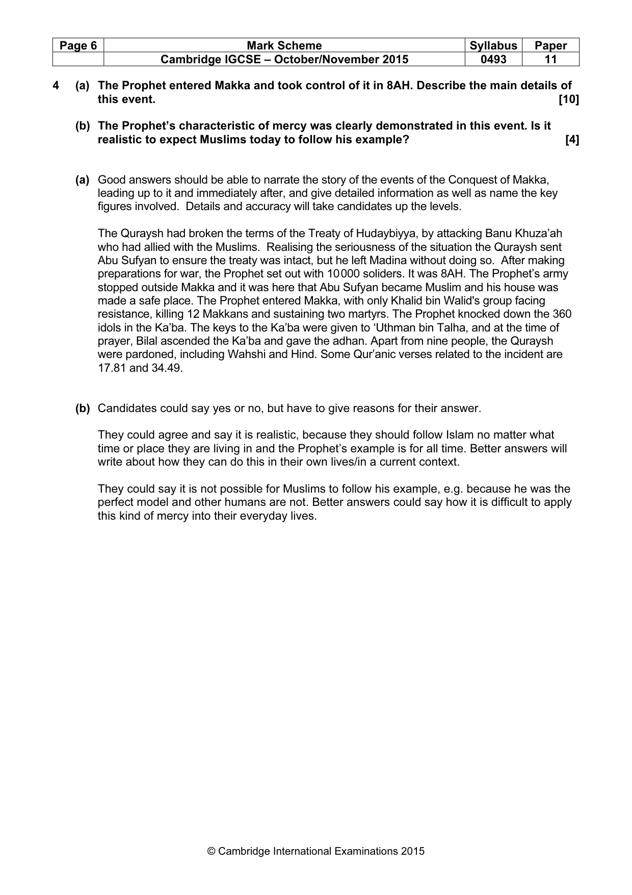 Mark scheme, page 6 of 7