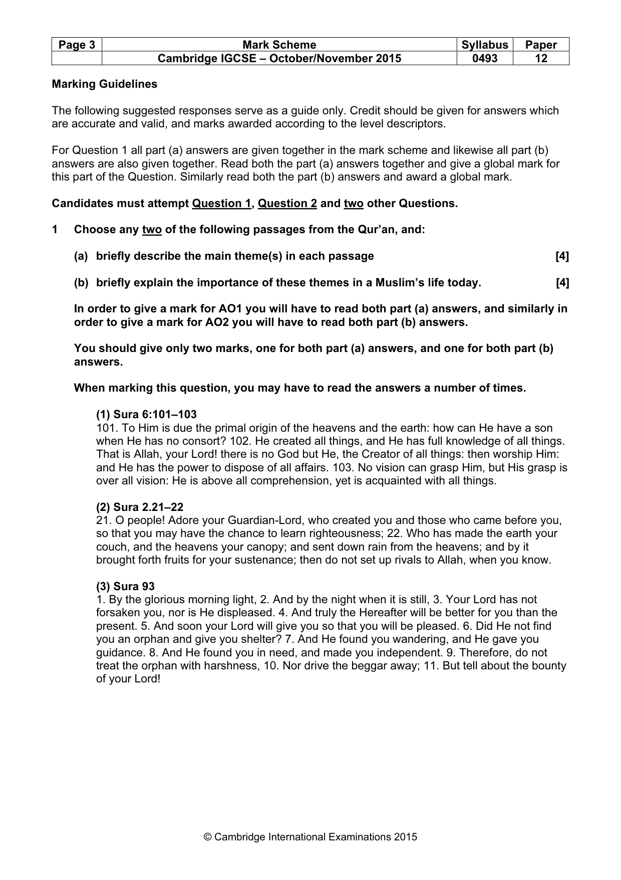 Mark scheme, page 3 of 9