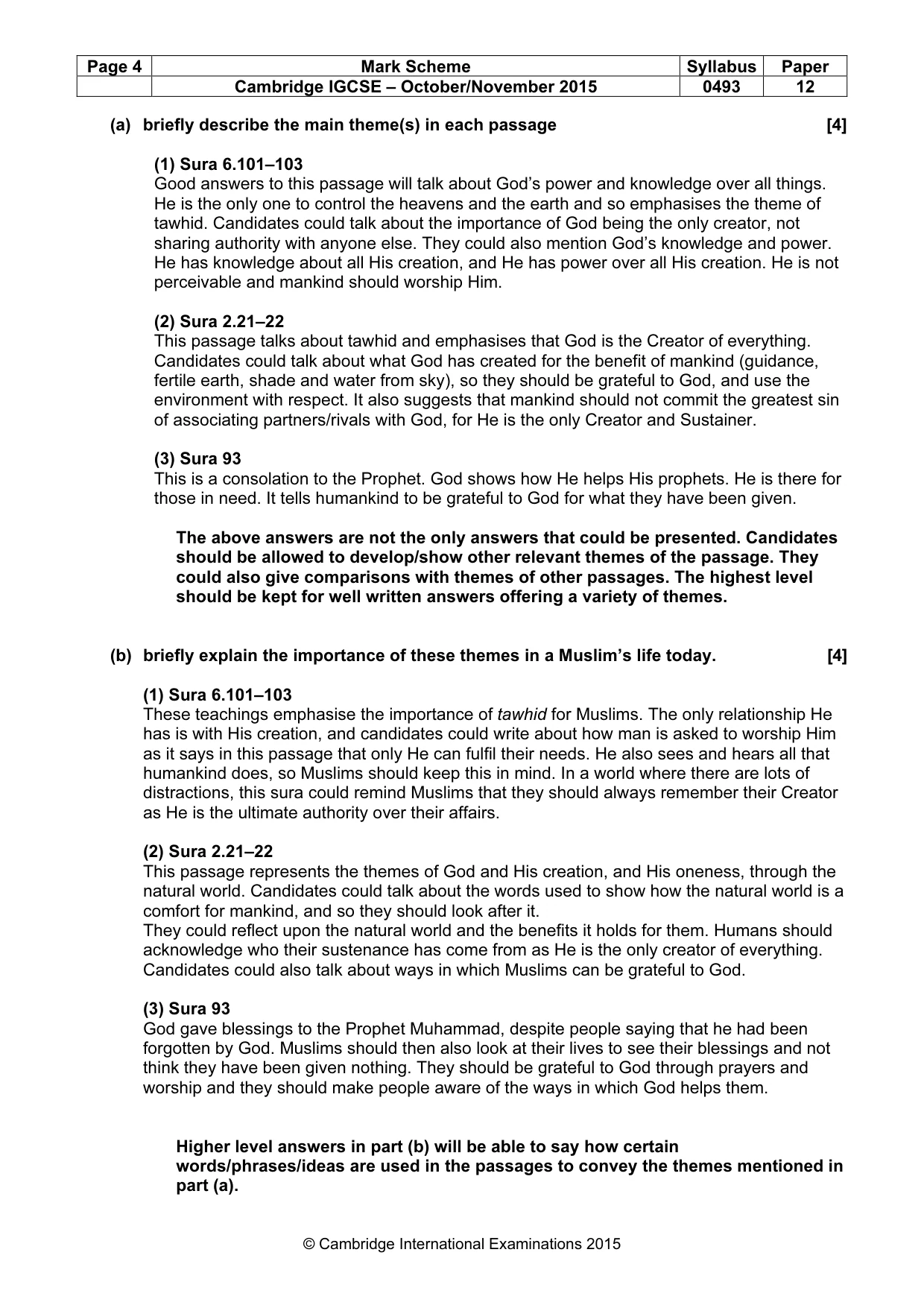 Mark scheme, page 4 of 9