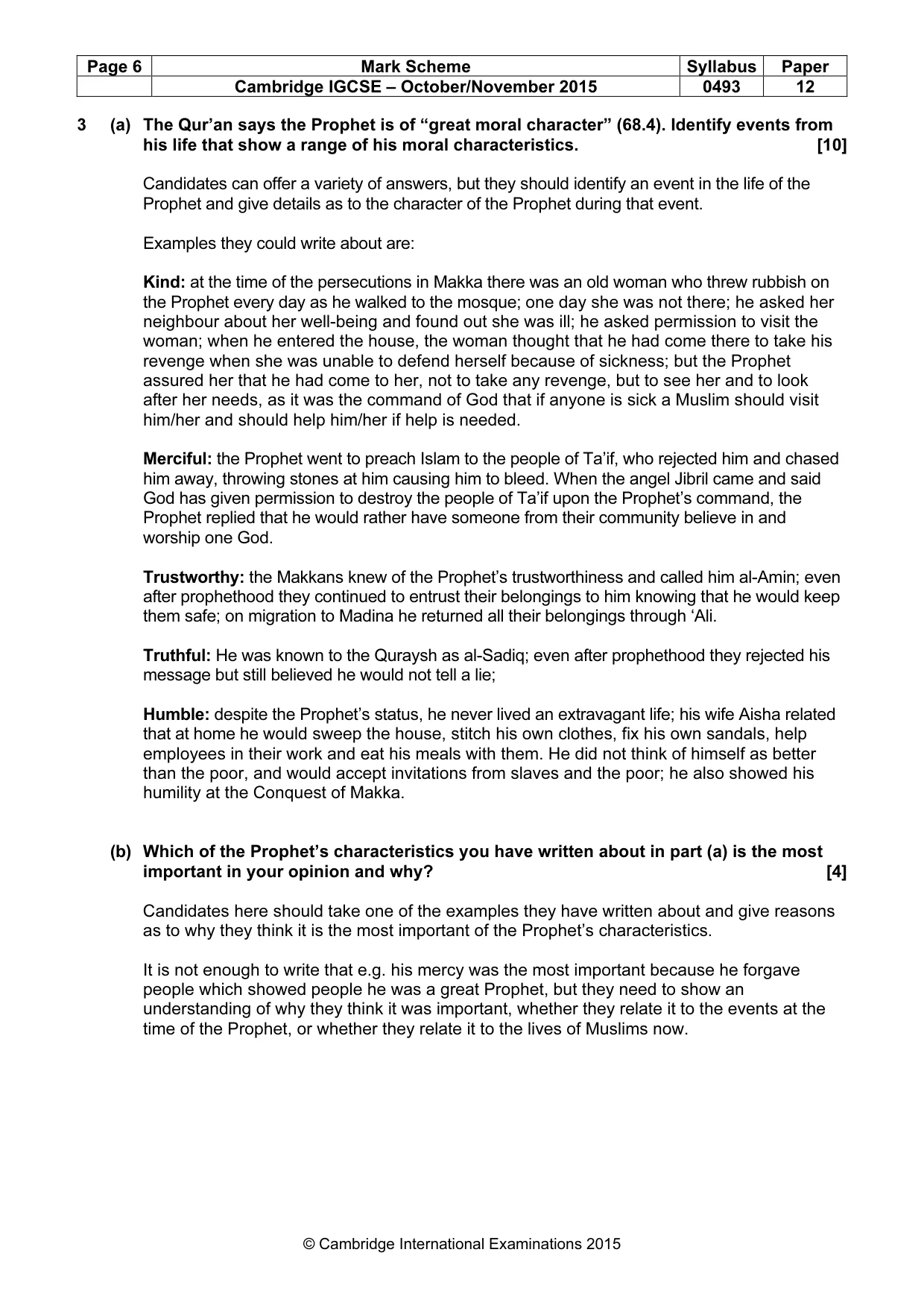 Mark scheme, page 6 of 9