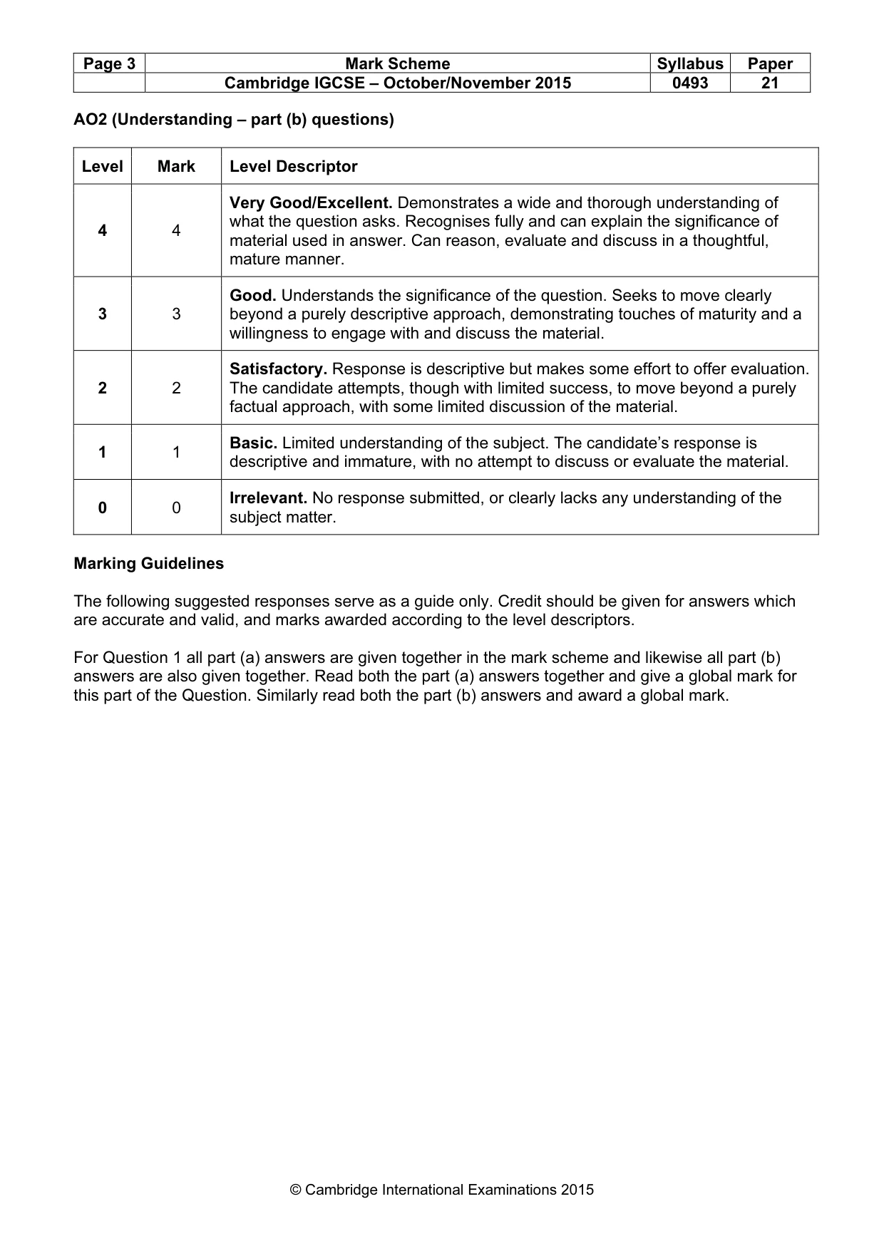 Mark scheme, page 3 of 7