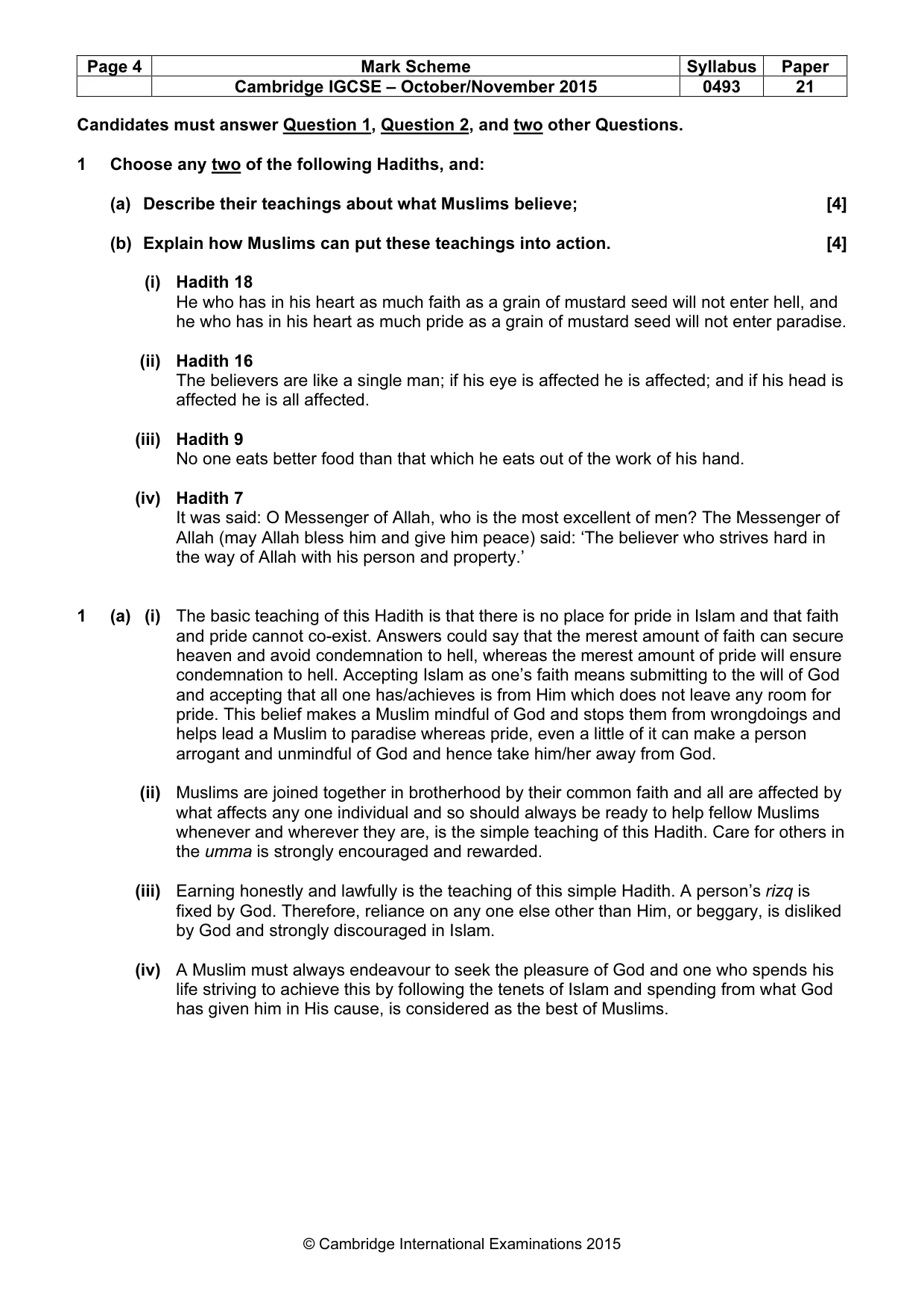 Mark scheme, page 4 of 7