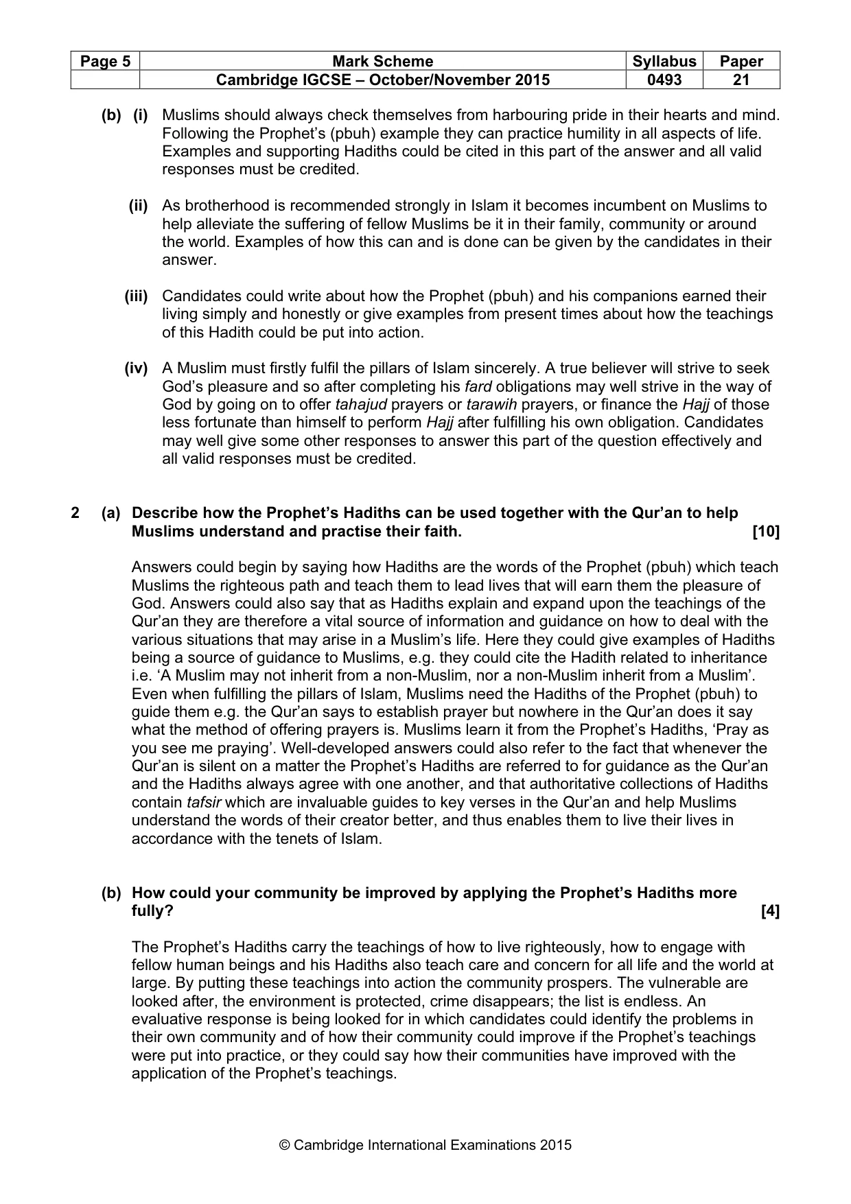 Mark scheme, page 5 of 7