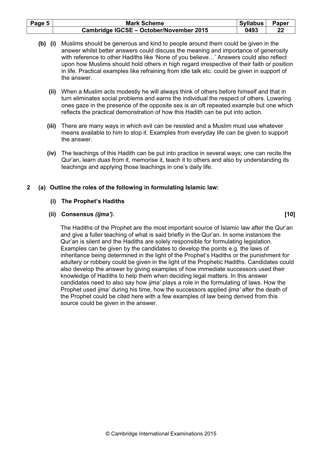 Mark scheme, page 5 of 7