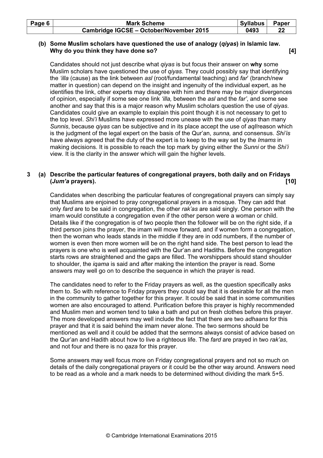 Mark scheme, page 6 of 7