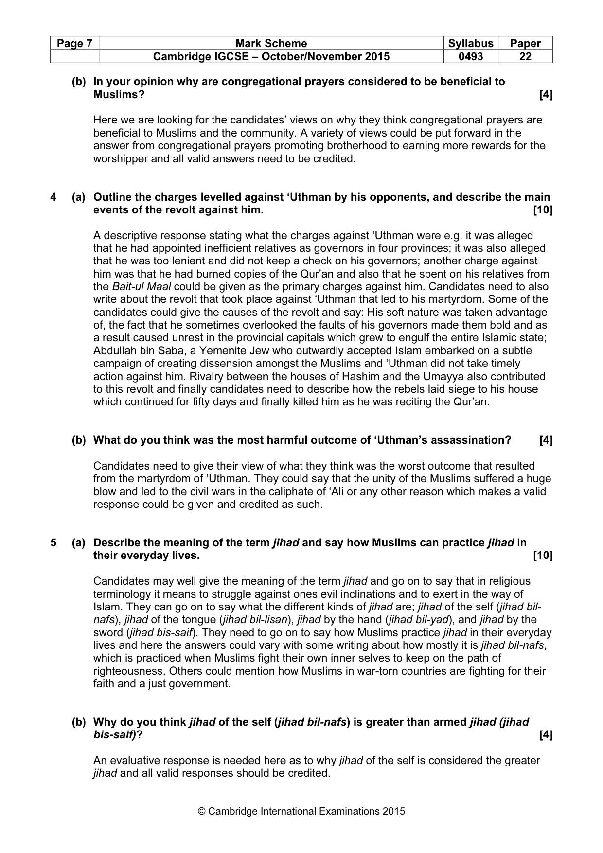 Mark scheme, page 7 of 7