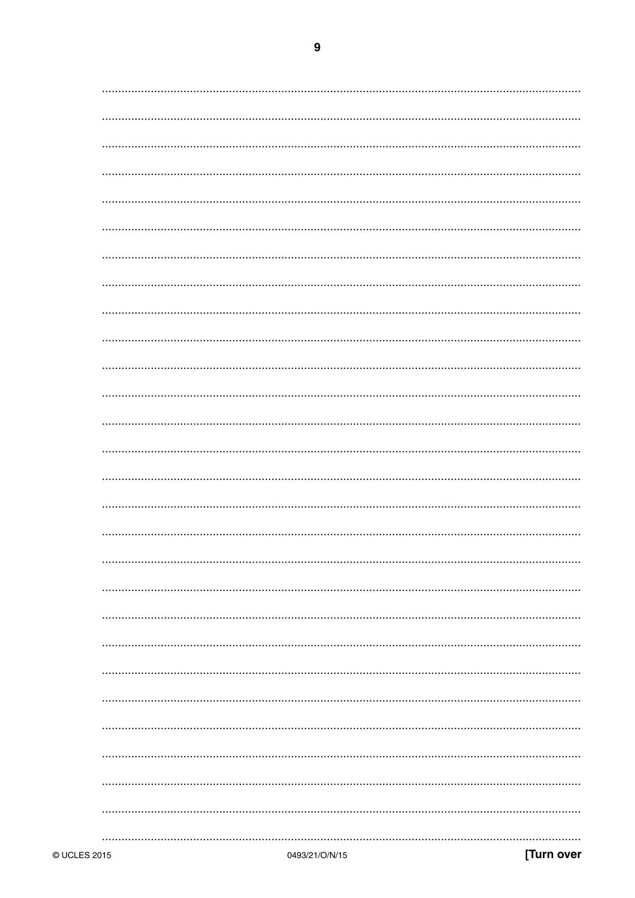 Cambridge IGCSE Islamiyat 0493 2015 Oct/Nov Paper 2 · Variant 1 question paper, page 9 of 16