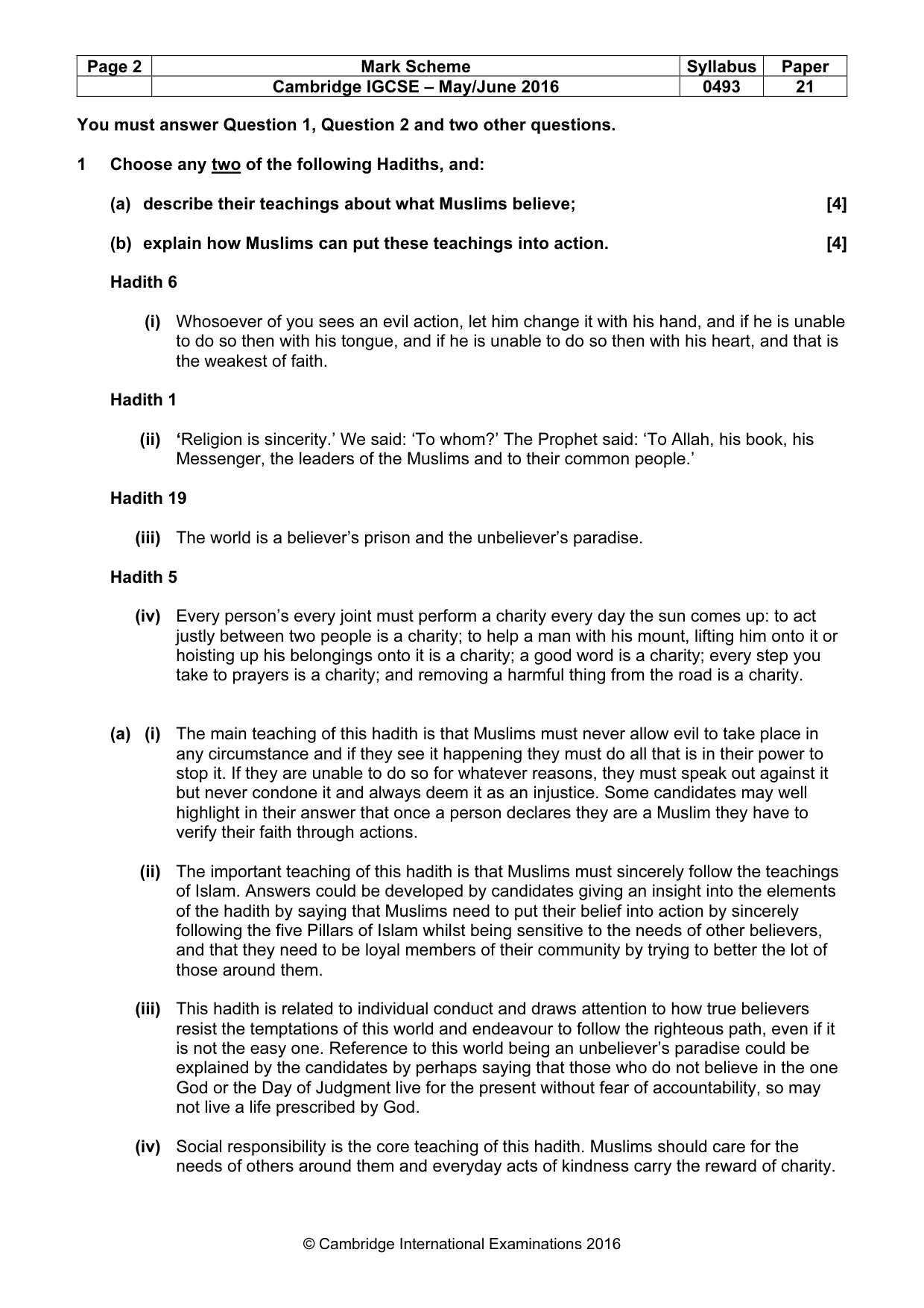 Mark scheme, page 2 of 6