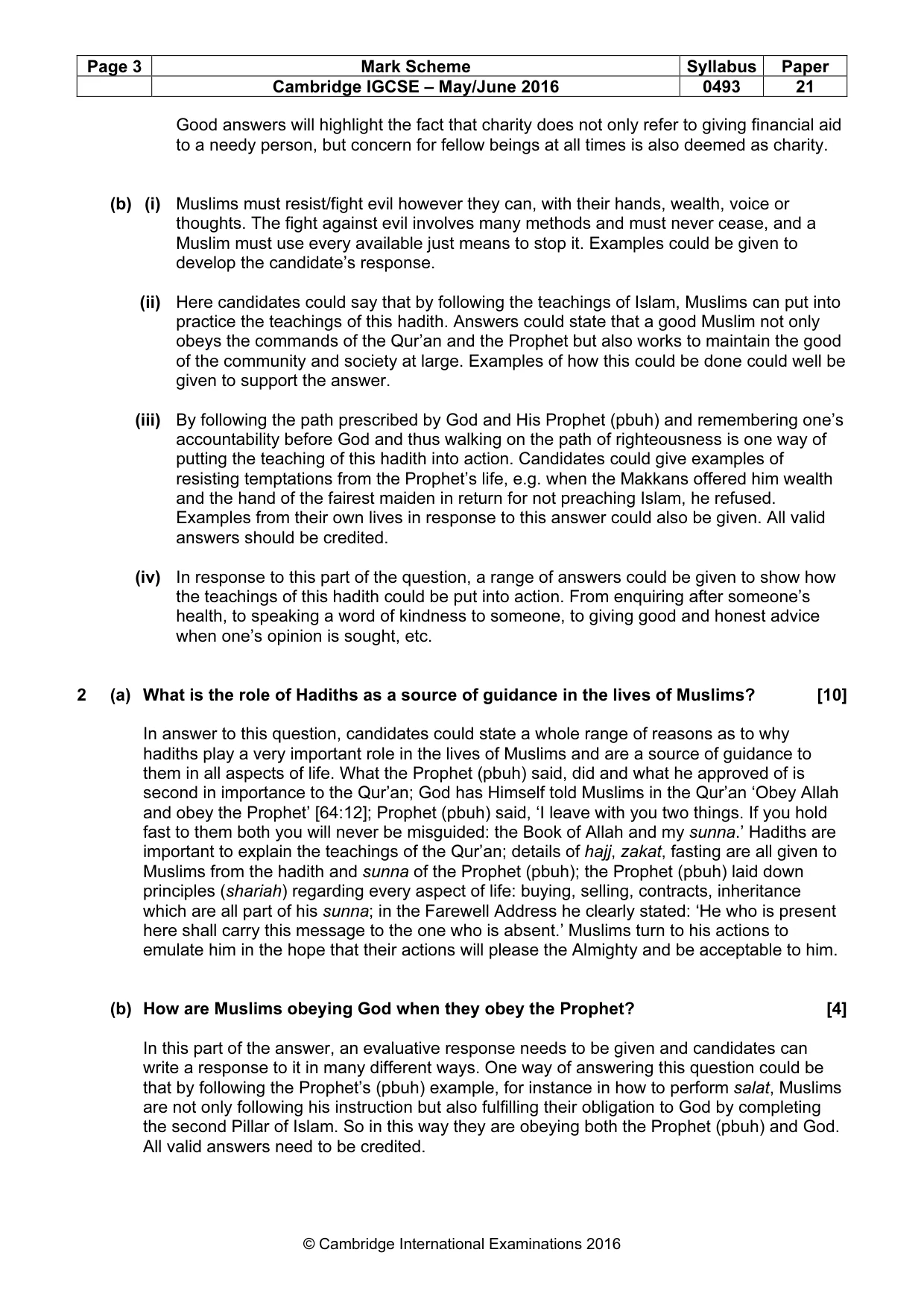 Mark scheme, page 3 of 6