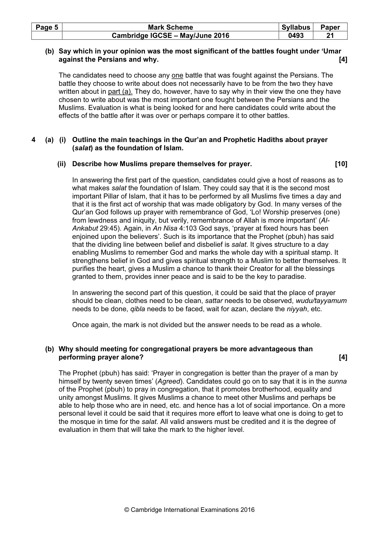 Mark scheme, page 5 of 6