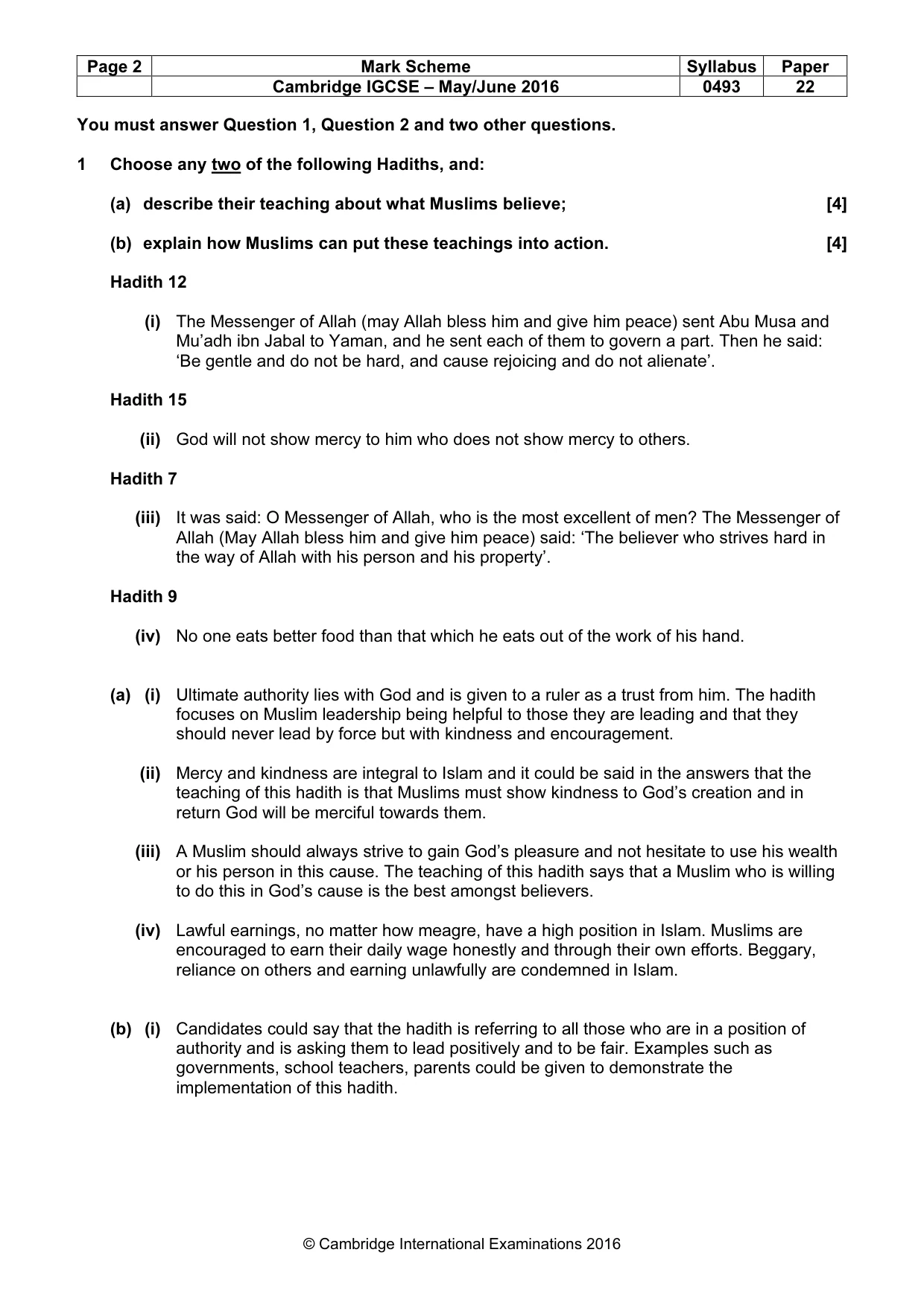 Mark scheme, page 2 of 6