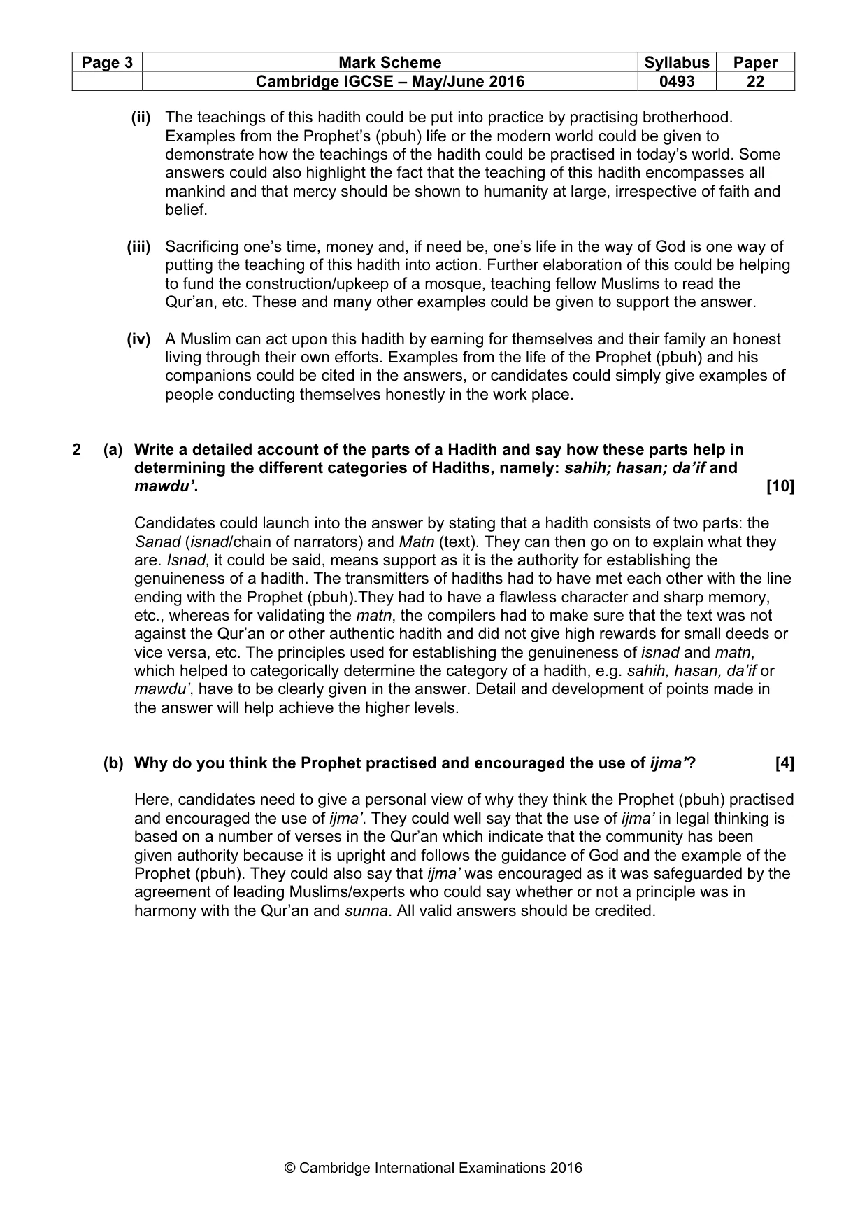 Mark scheme, page 3 of 6
