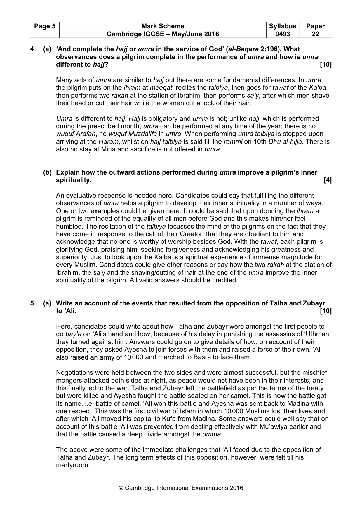 Mark scheme, page 5 of 6