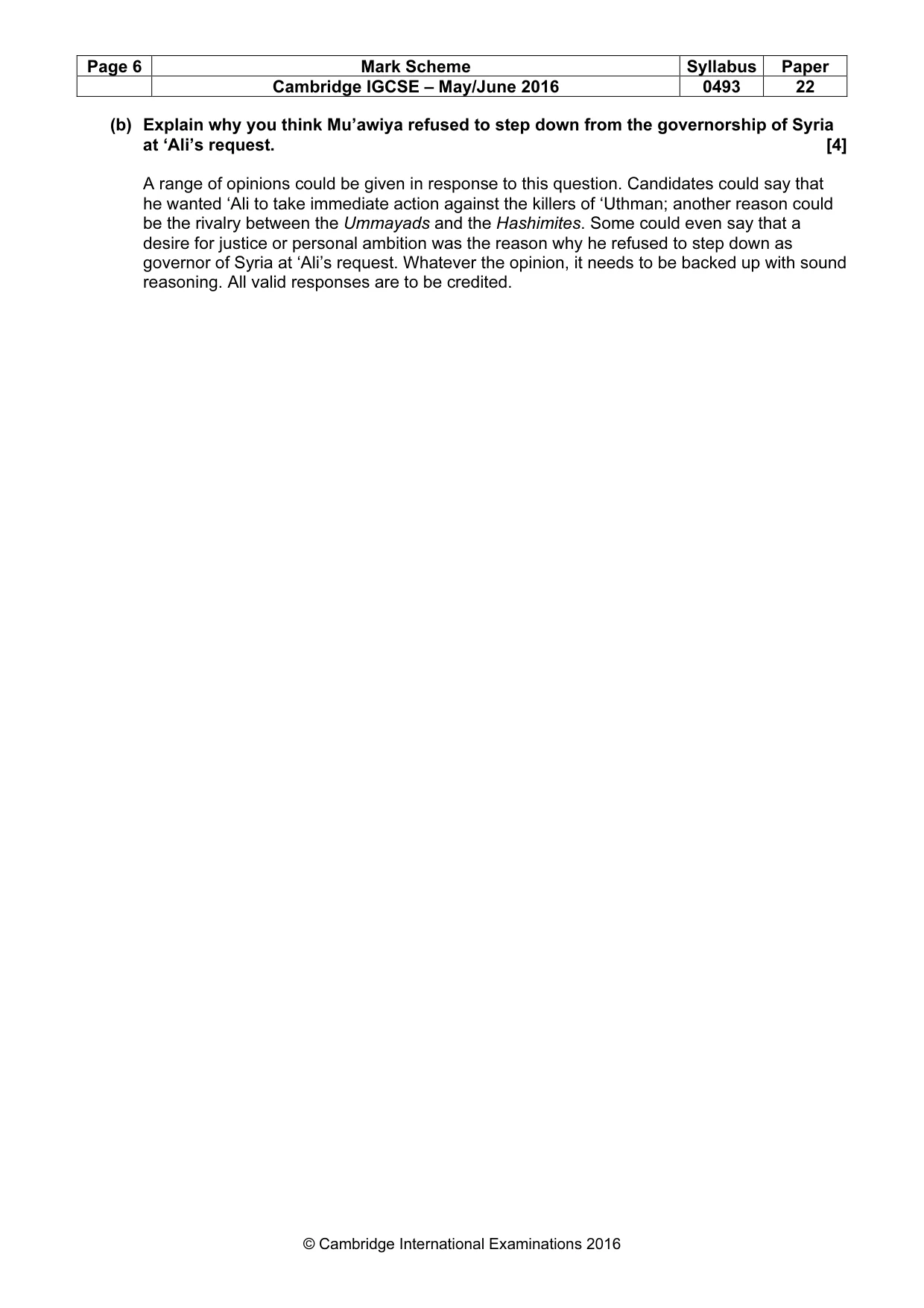 Mark scheme, page 6 of 6