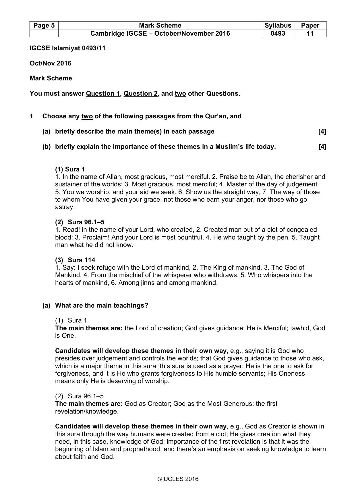 Mark scheme, page 5 of 10