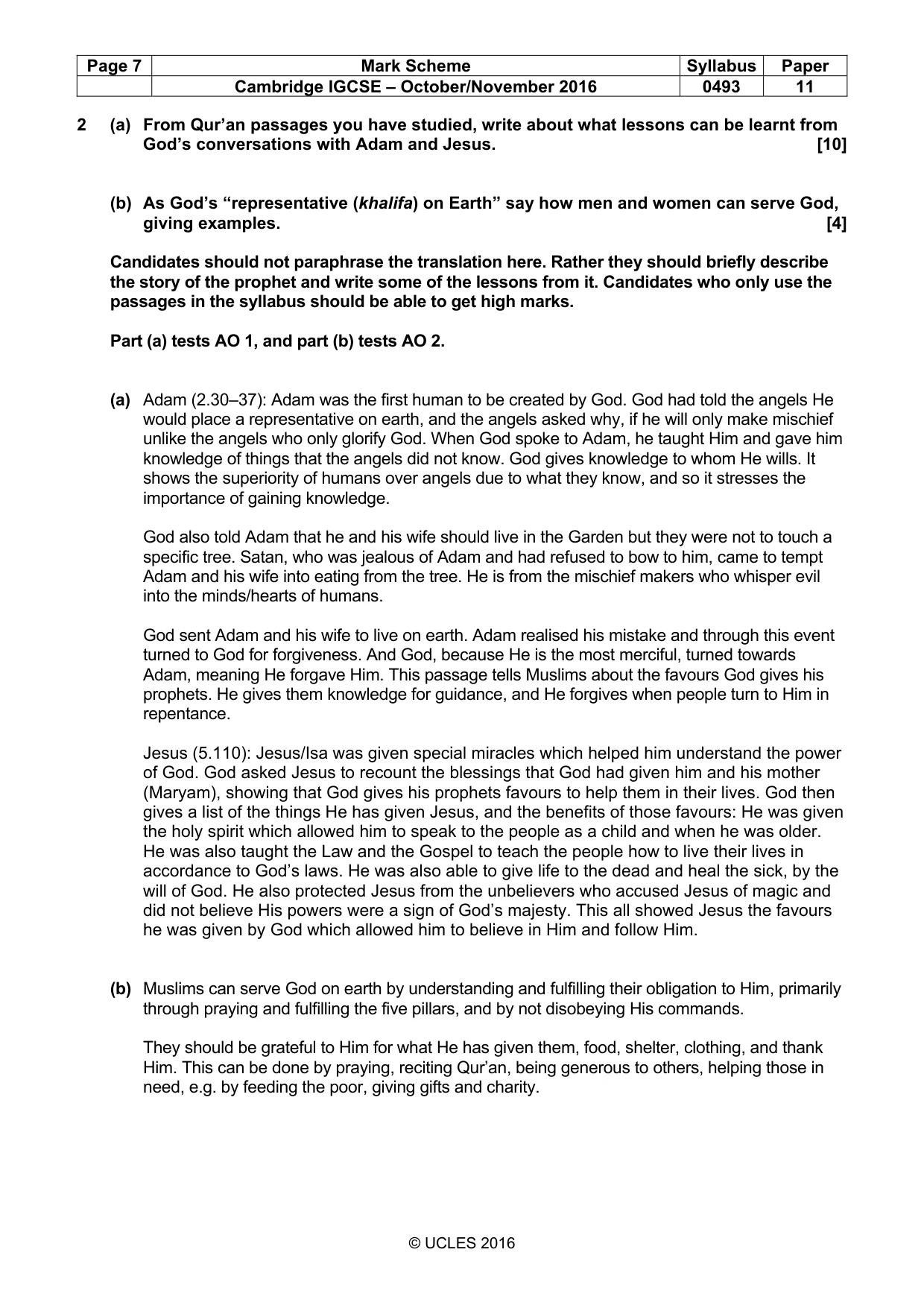 Mark scheme, page 7 of 10