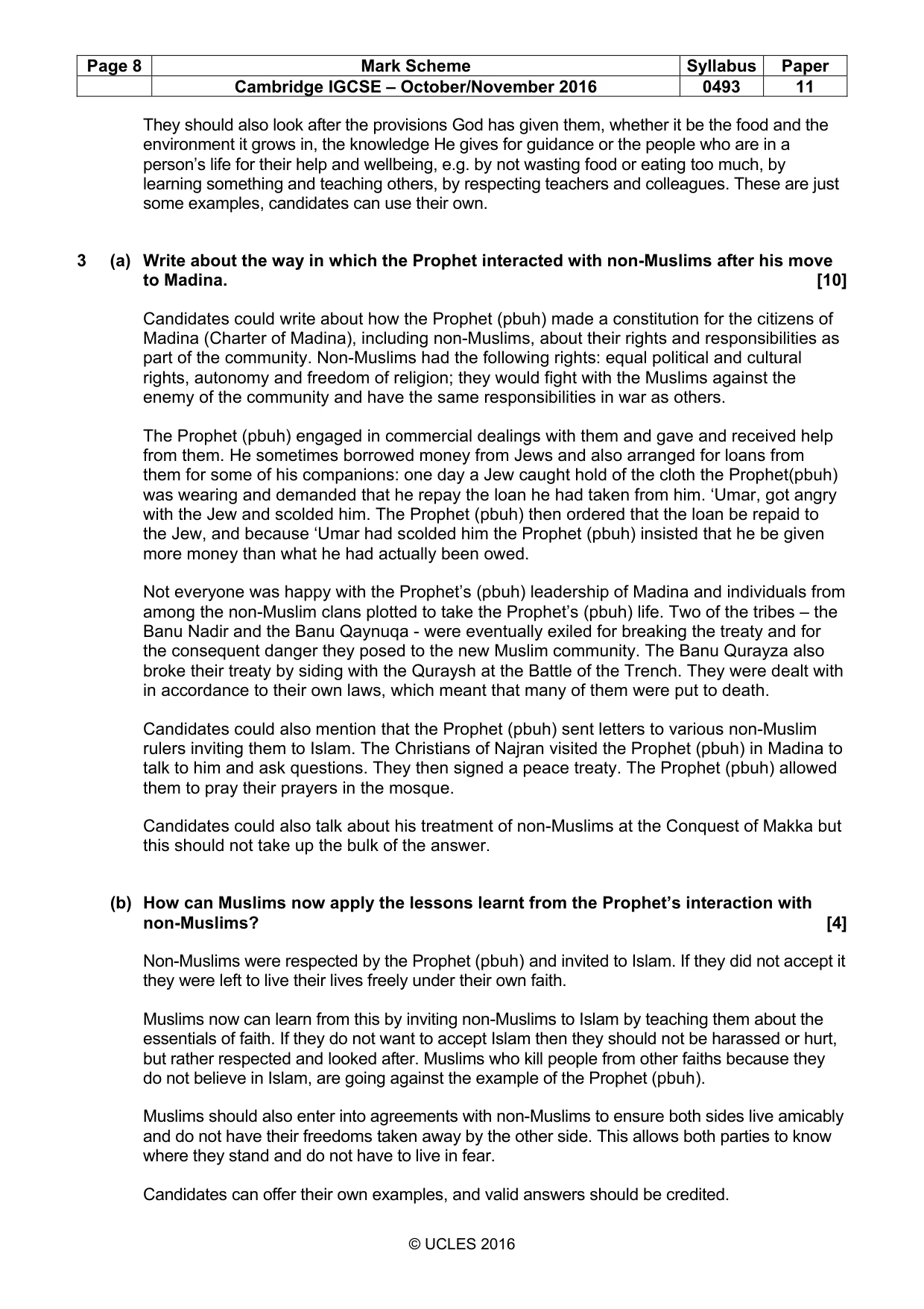 Mark scheme, page 8 of 10