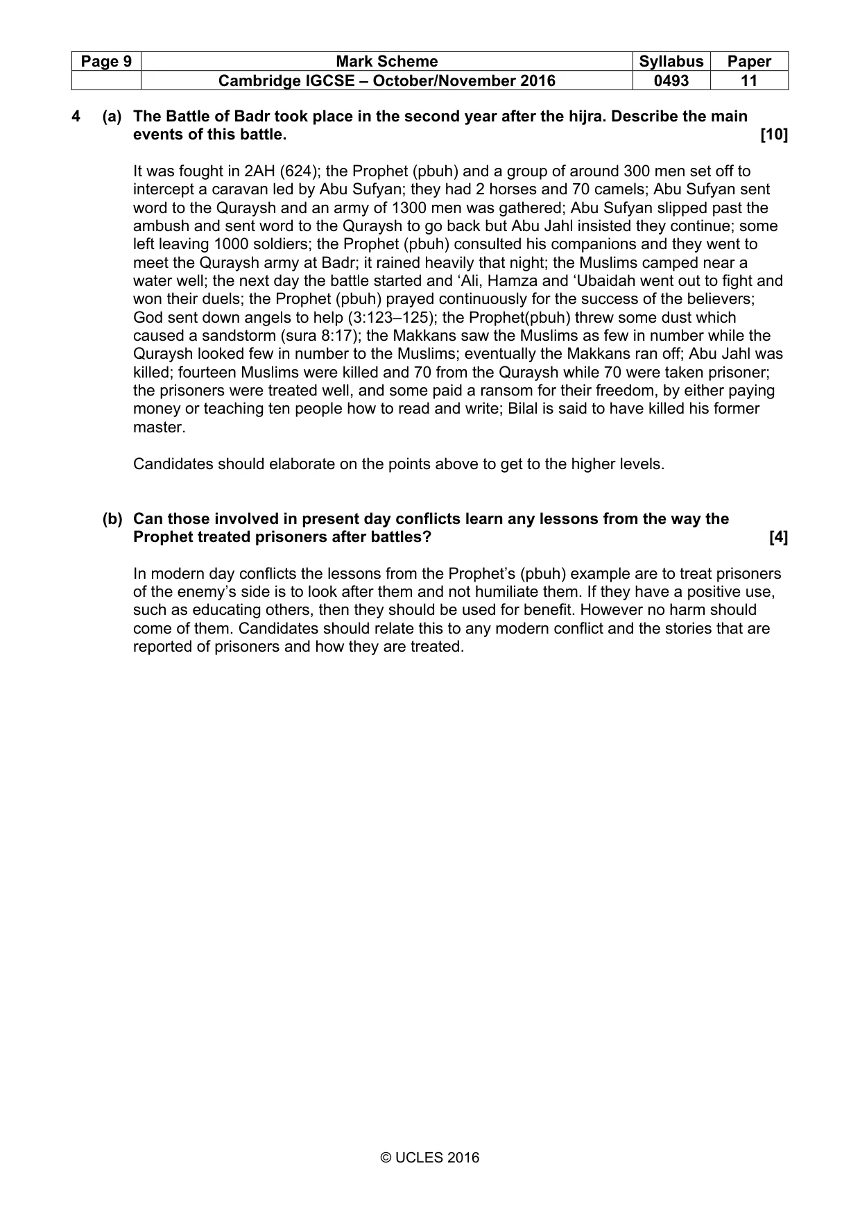 Mark scheme, page 9 of 10