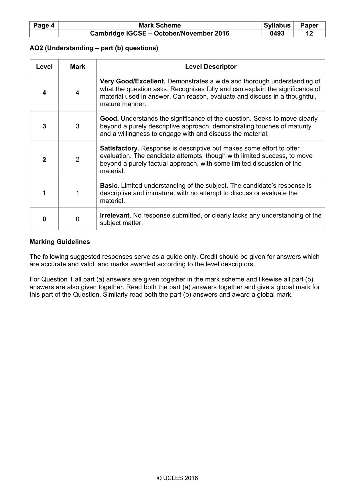 Mark scheme, page 4 of 10