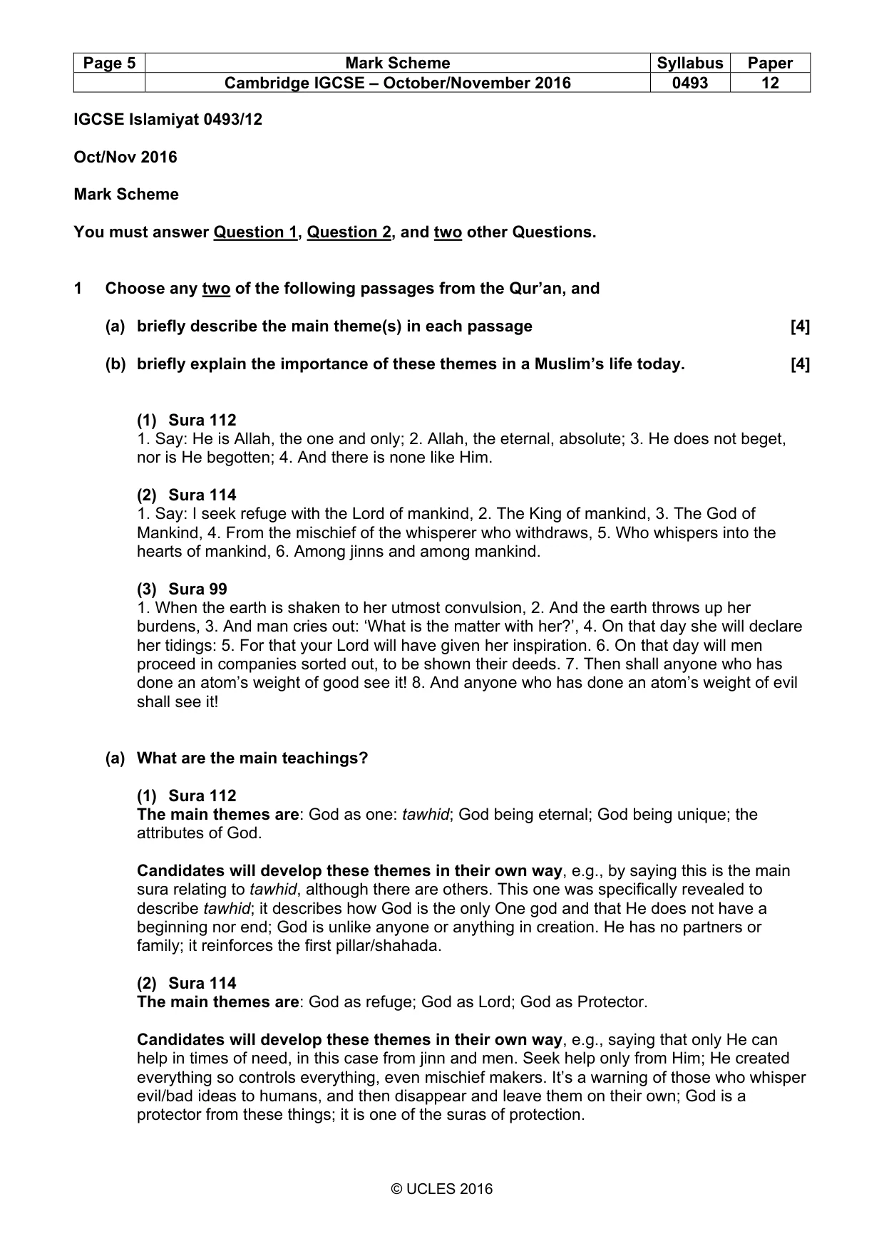 Mark scheme, page 5 of 10