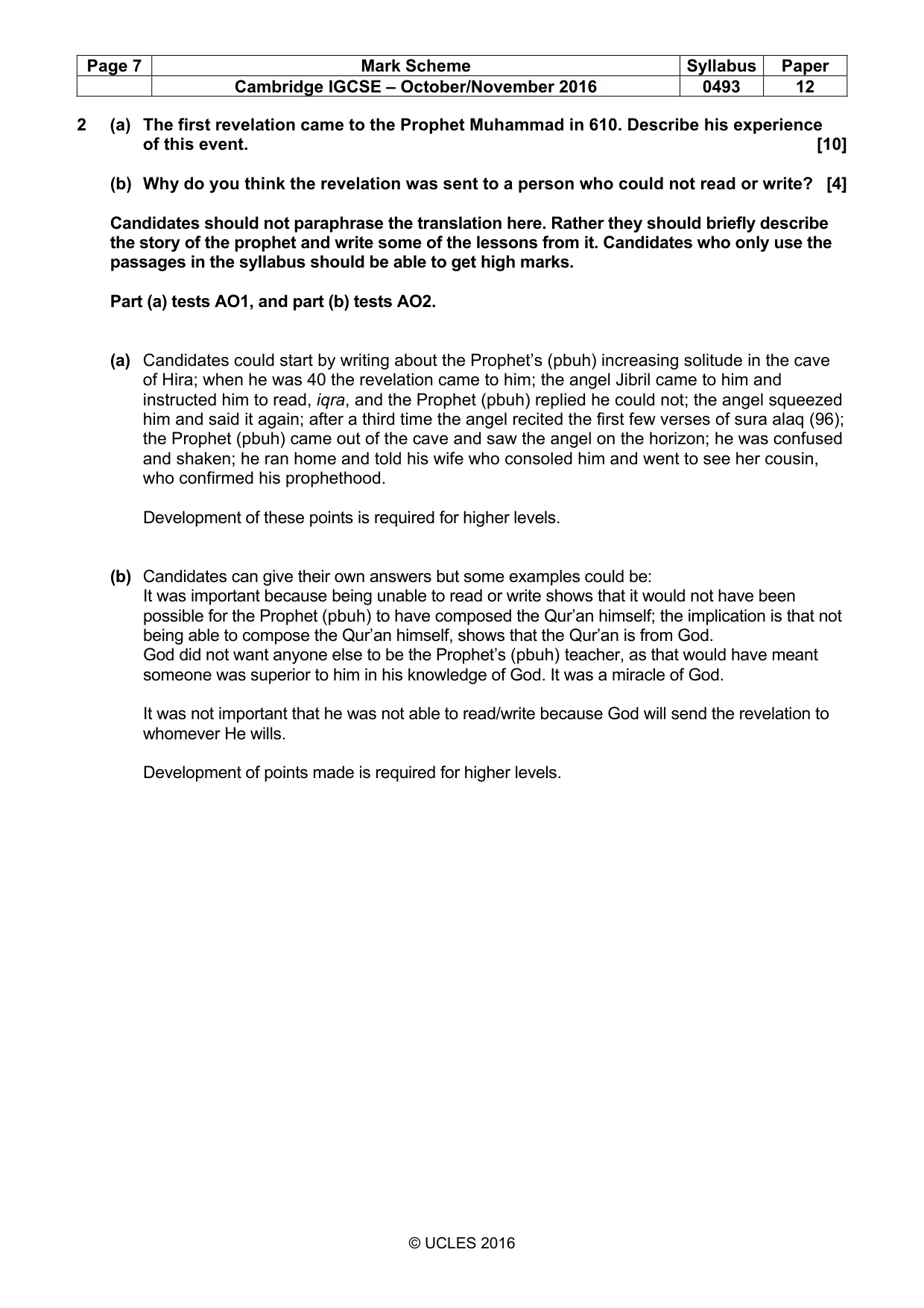 Mark scheme, page 7 of 10