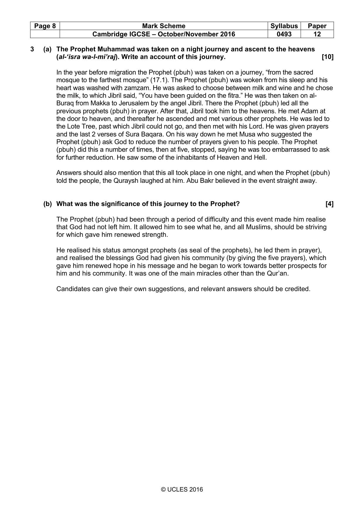 Mark scheme, page 8 of 10