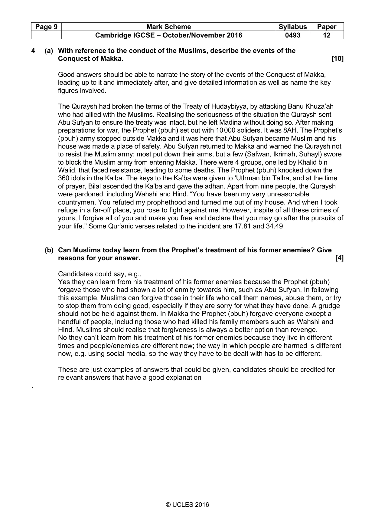 Mark scheme, page 9 of 10
