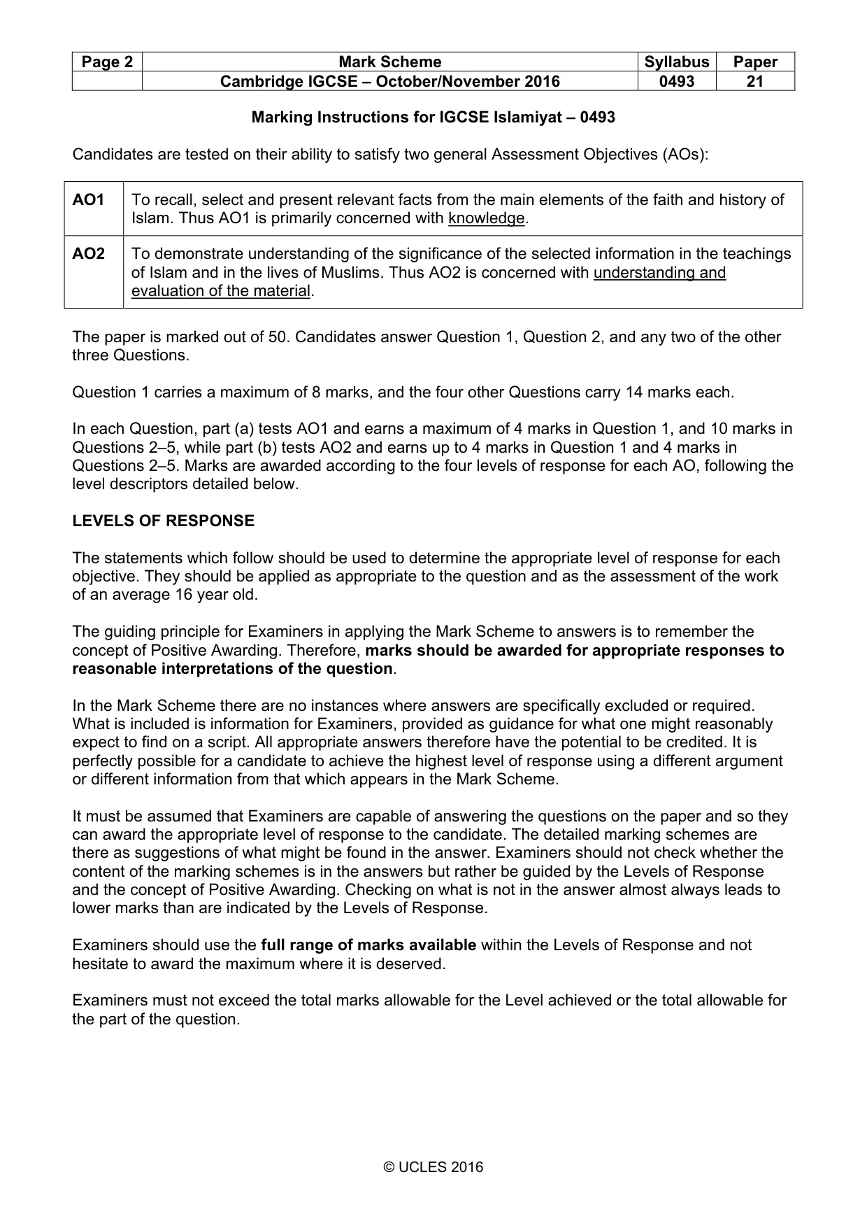 Mark scheme, page 2 of 9