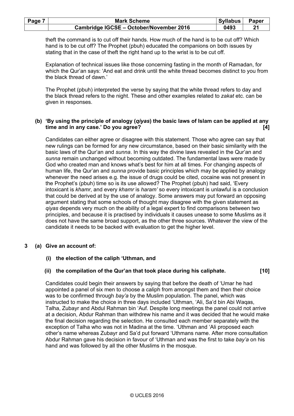 Mark scheme, page 7 of 9