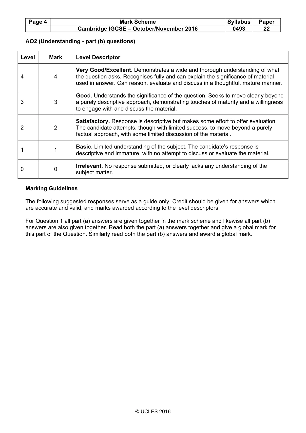 Mark scheme, page 4 of 9