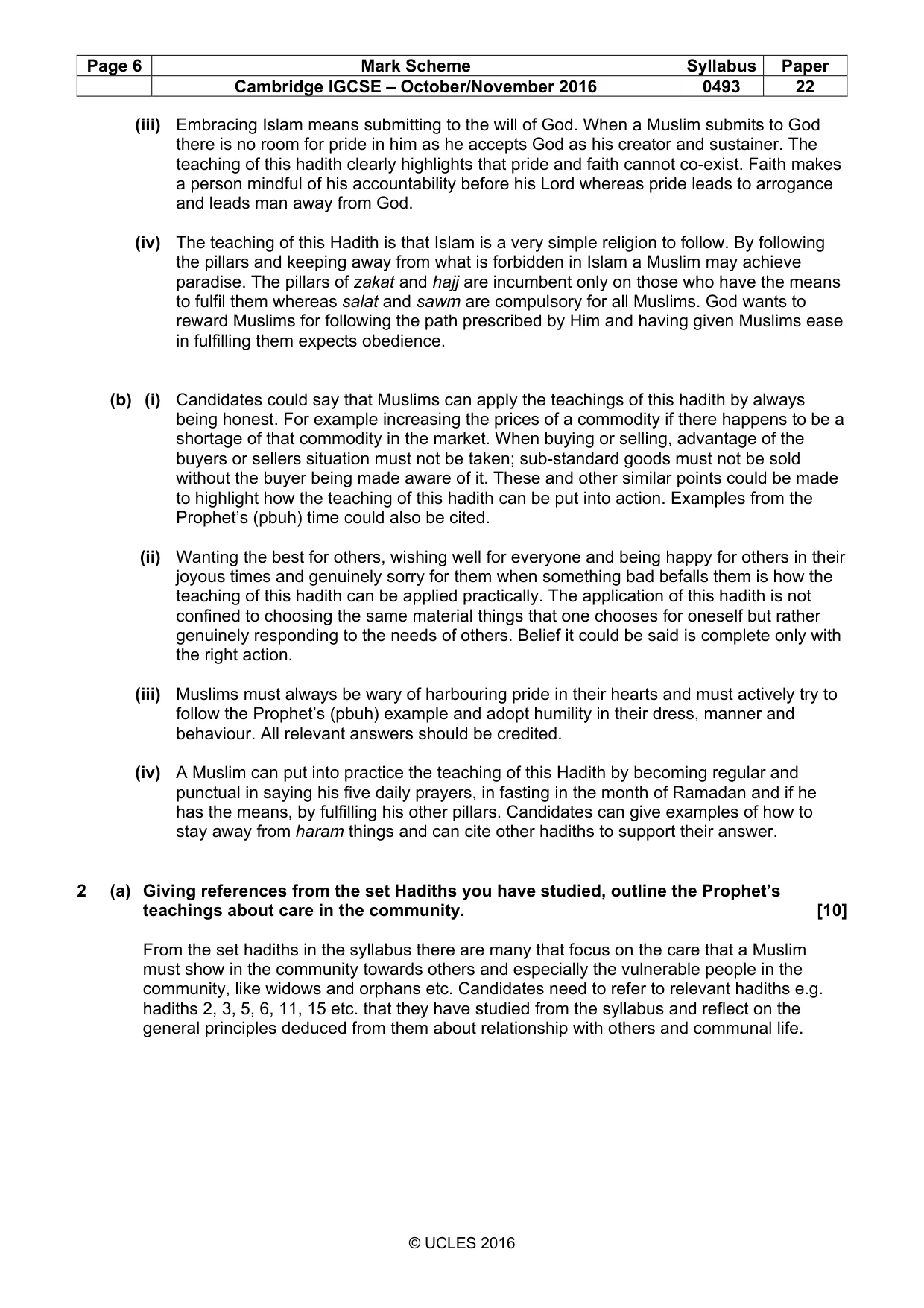 Mark scheme, page 6 of 9