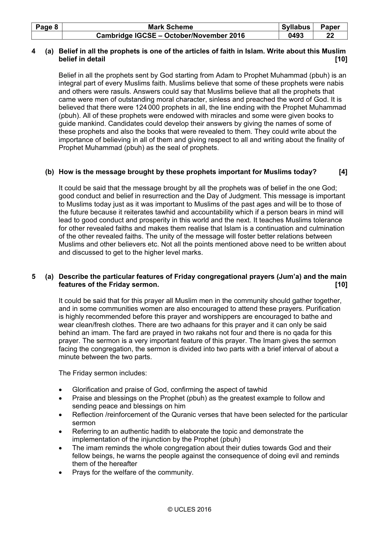 Mark scheme, page 8 of 9