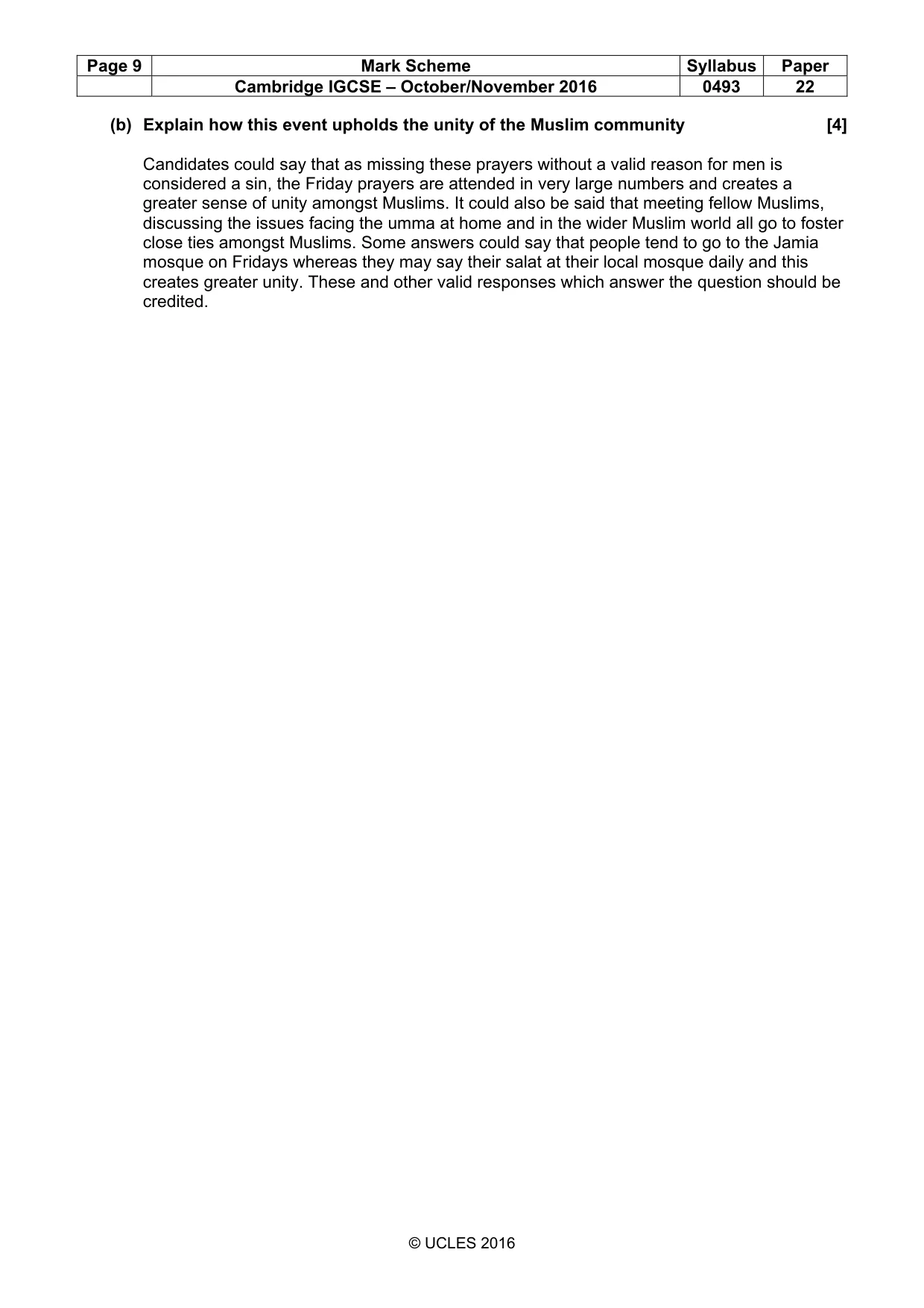 Mark scheme, page 9 of 9