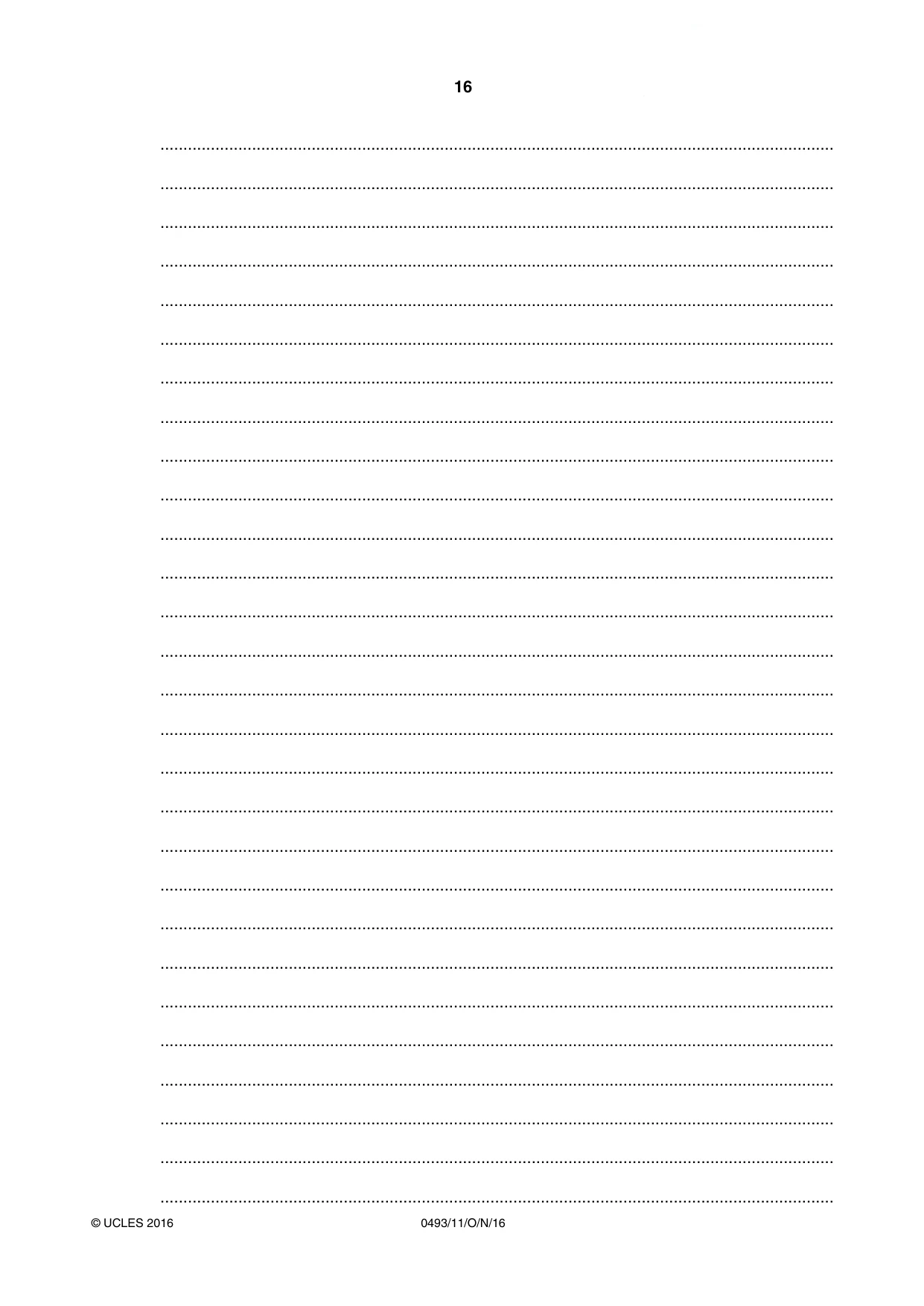 Cambridge IGCSE Islamiyat 0493 2016 Oct/Nov Paper 1 · Variant 1 question paper, page 16 of 20