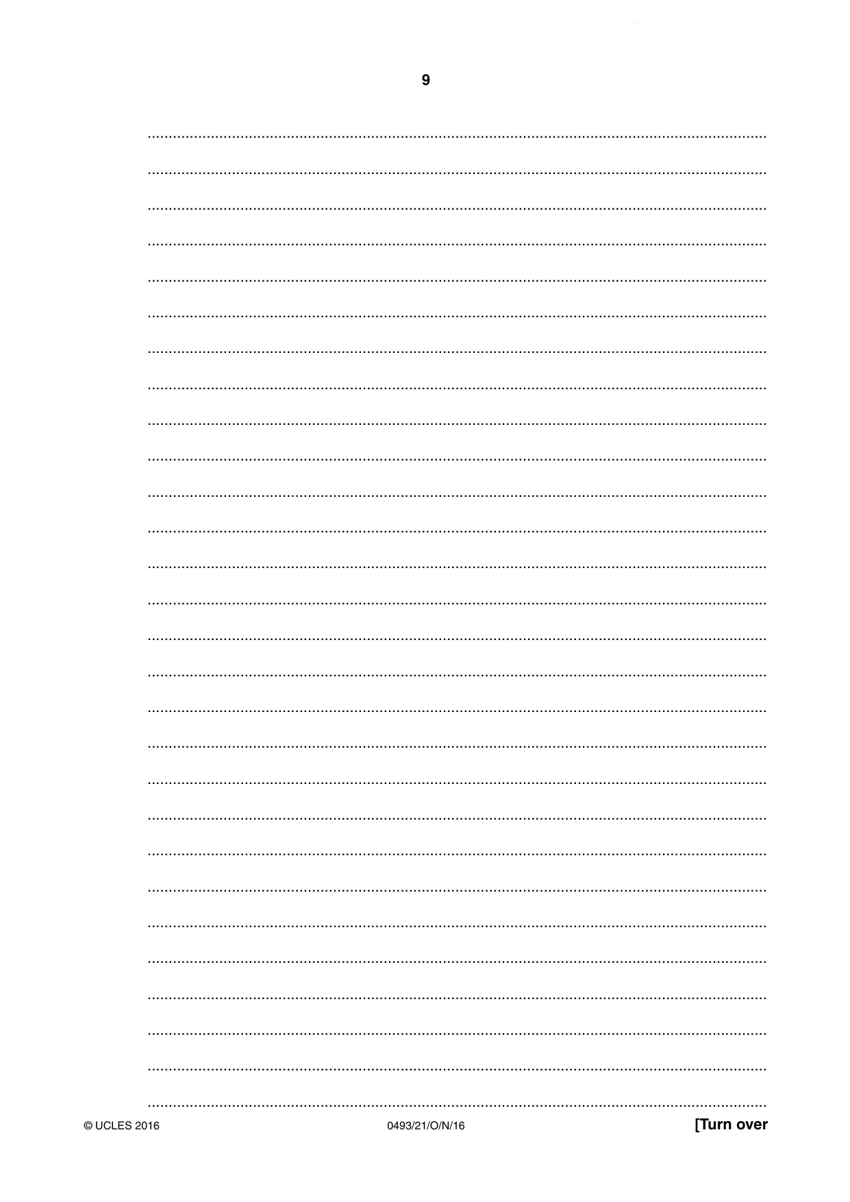 Cambridge IGCSE Islamiyat 0493 2016 Oct/Nov Paper 2 · Variant 1 question paper, page 9 of 16