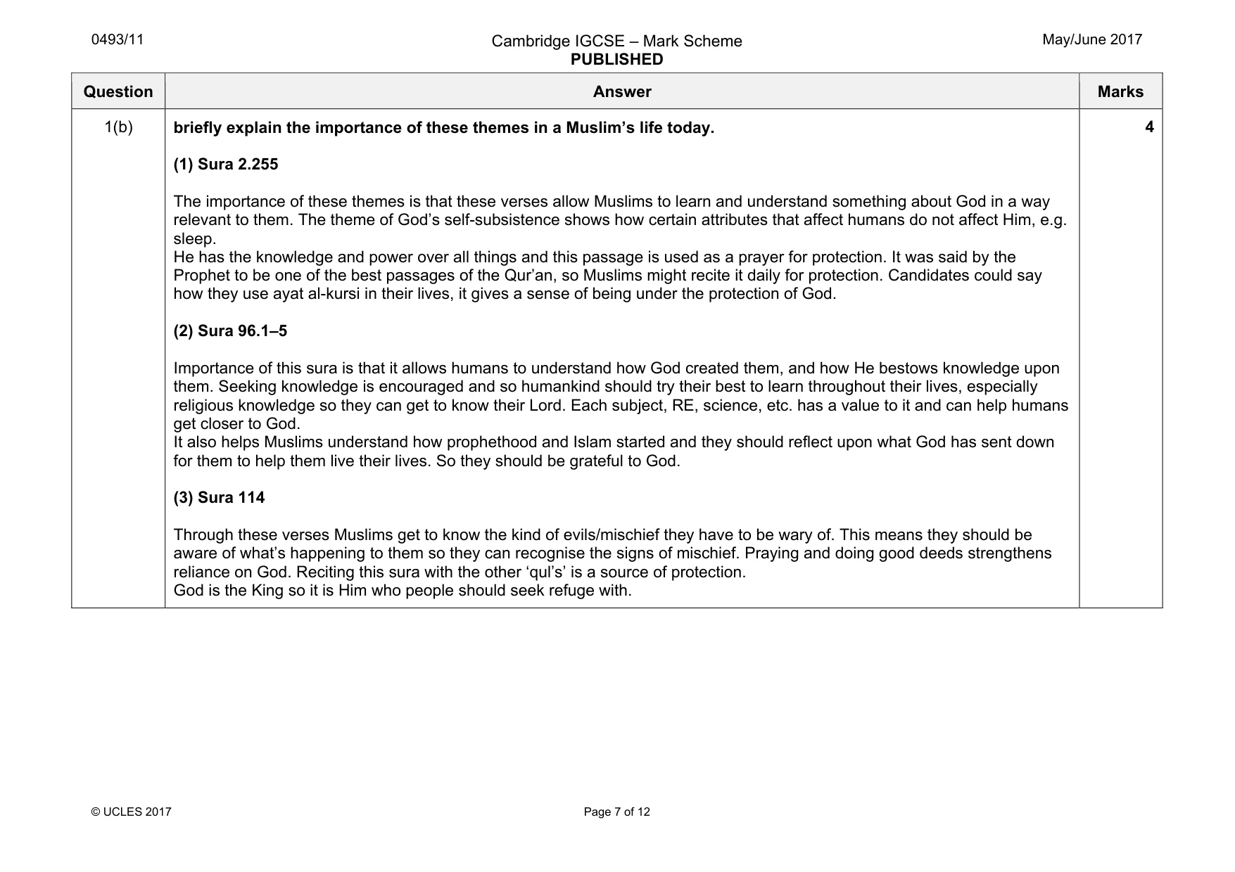 Mark scheme, page 7 of 12
