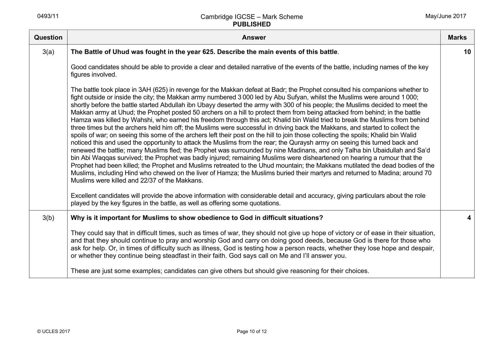 Mark scheme, page 10 of 12