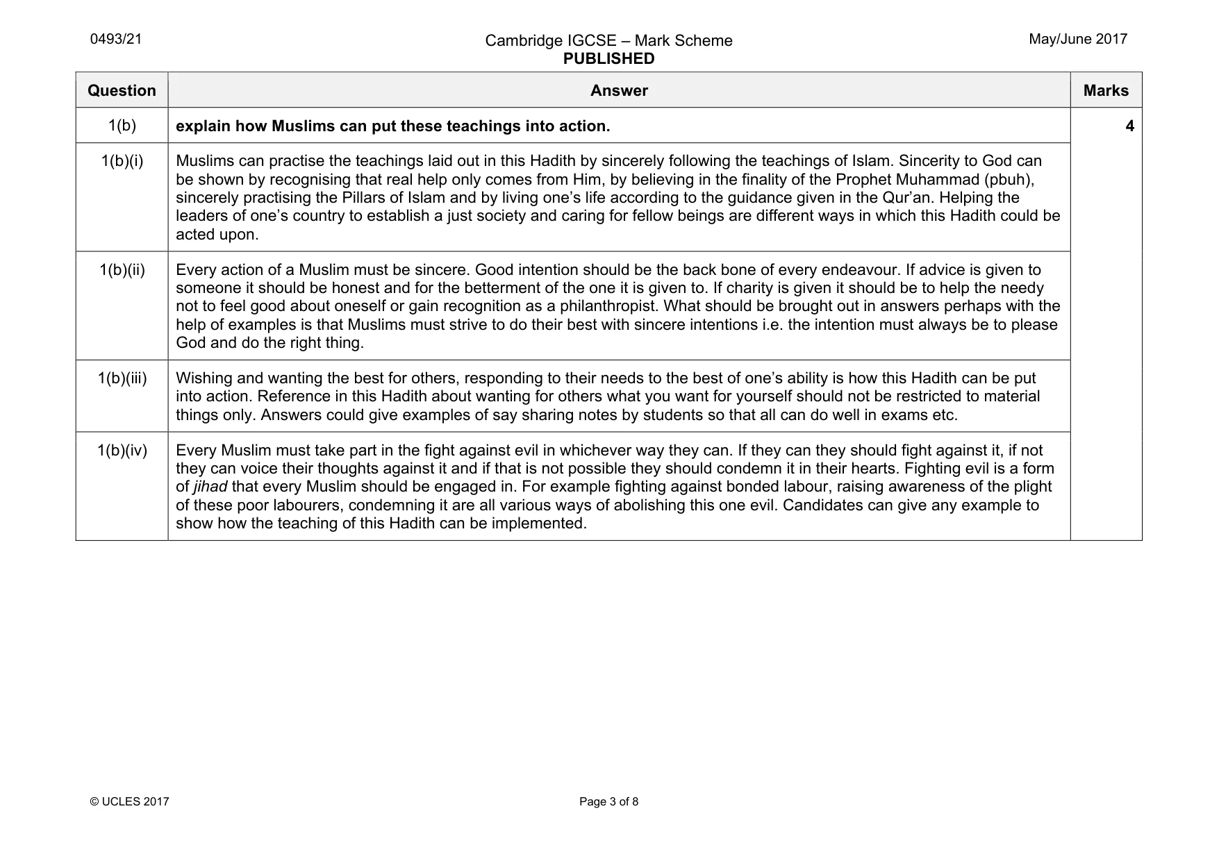 Mark scheme, page 3 of 8