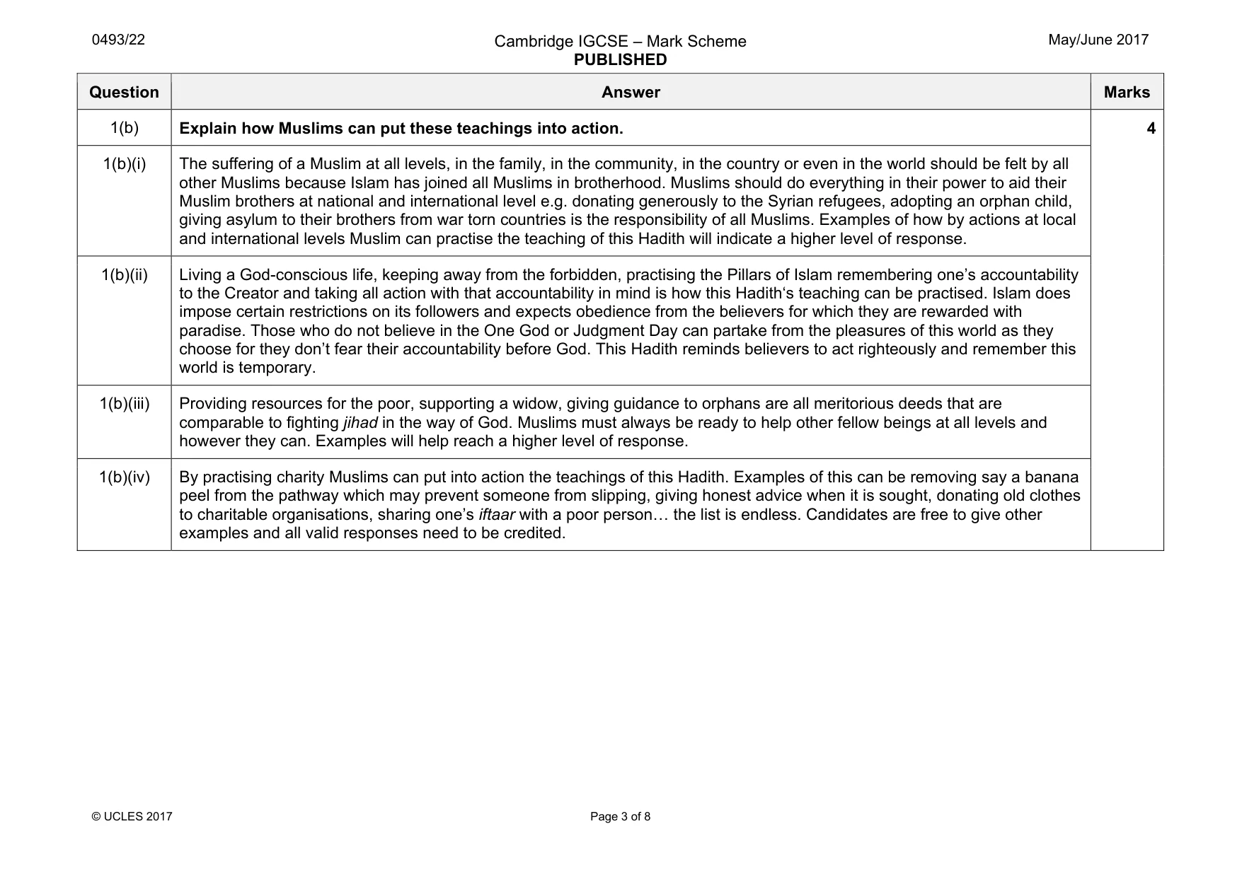 Mark scheme, page 3 of 8