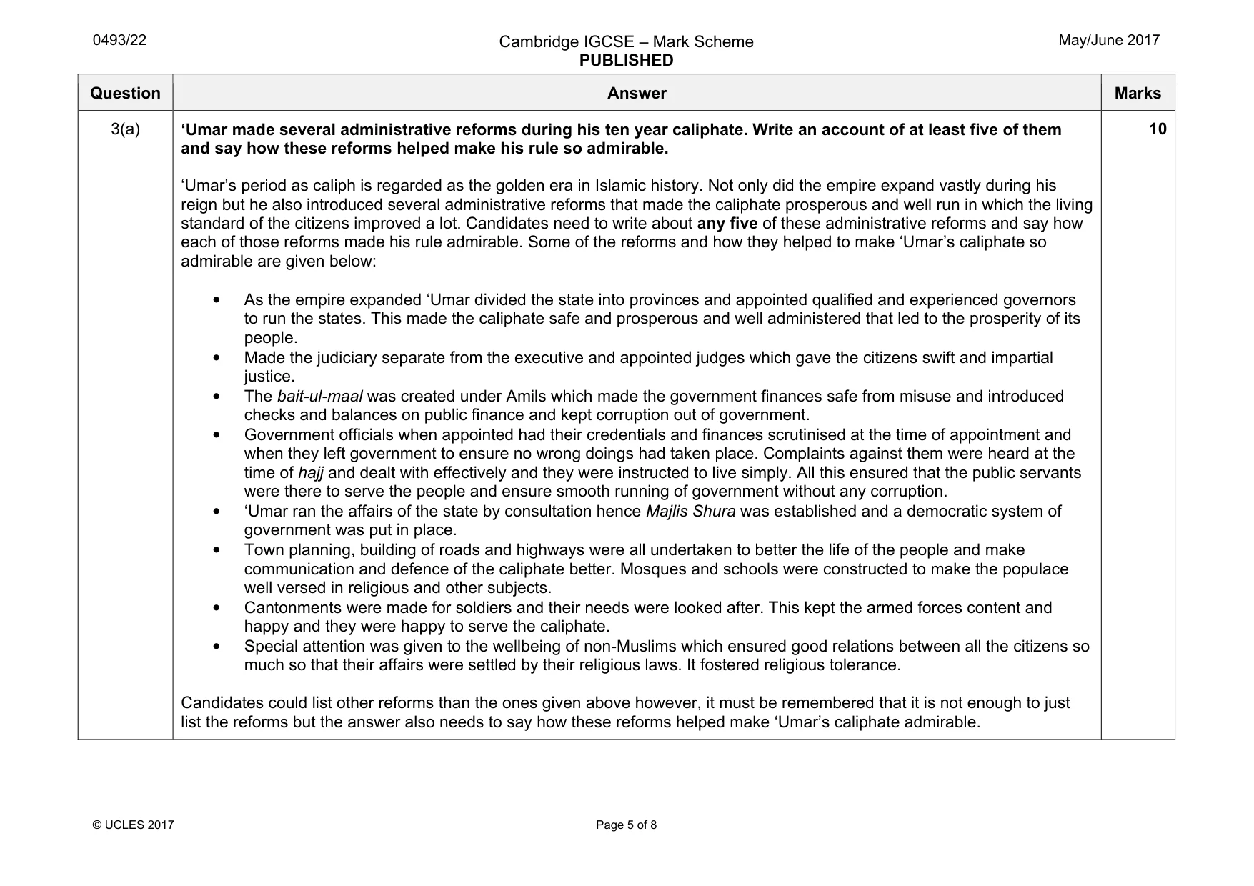 Mark scheme, page 5 of 8