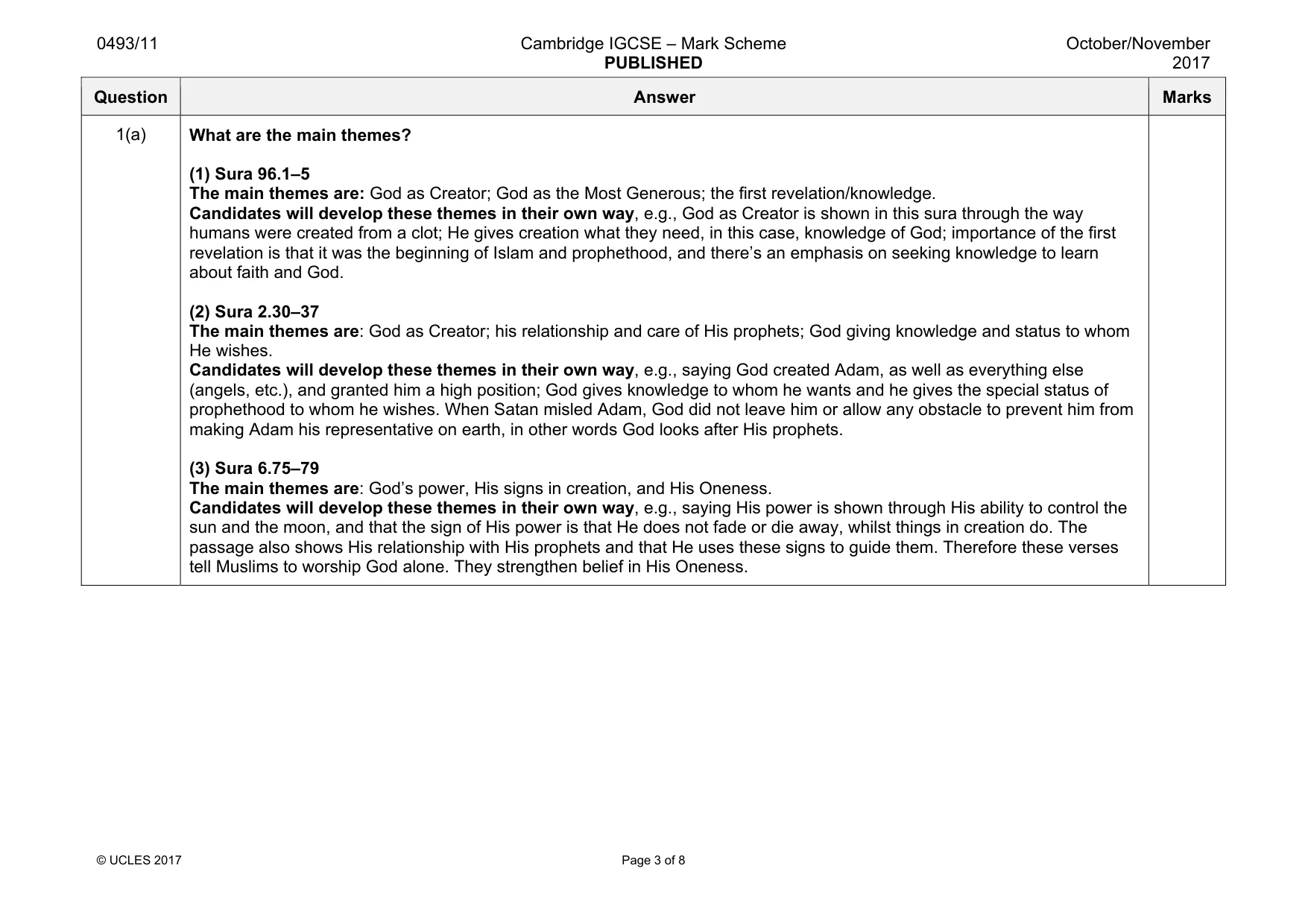 Mark scheme, page 3 of 8