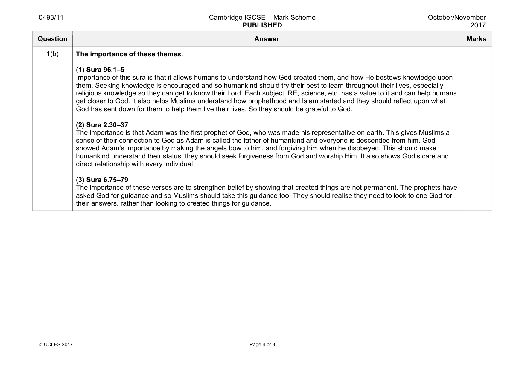 Mark scheme, page 4 of 8