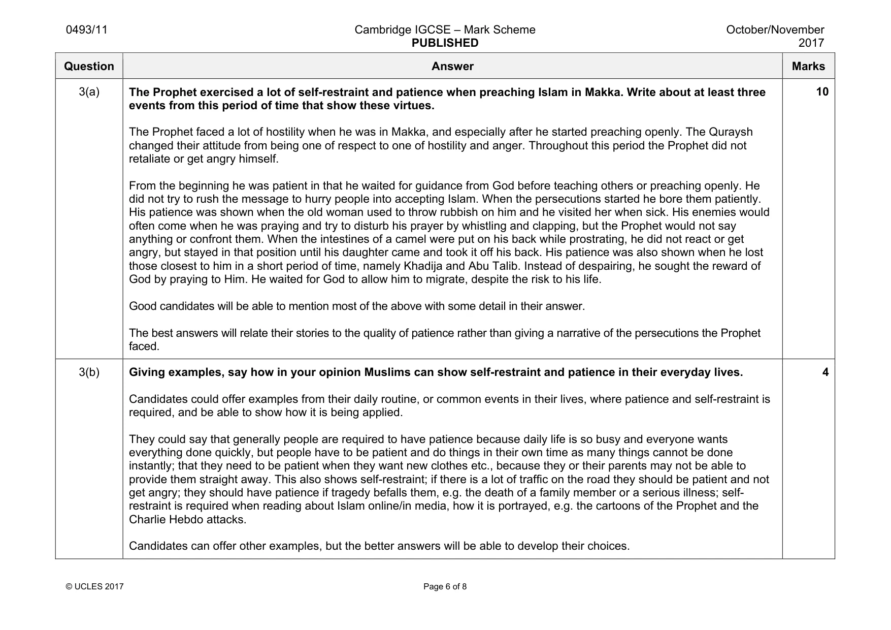 Mark scheme, page 6 of 8
