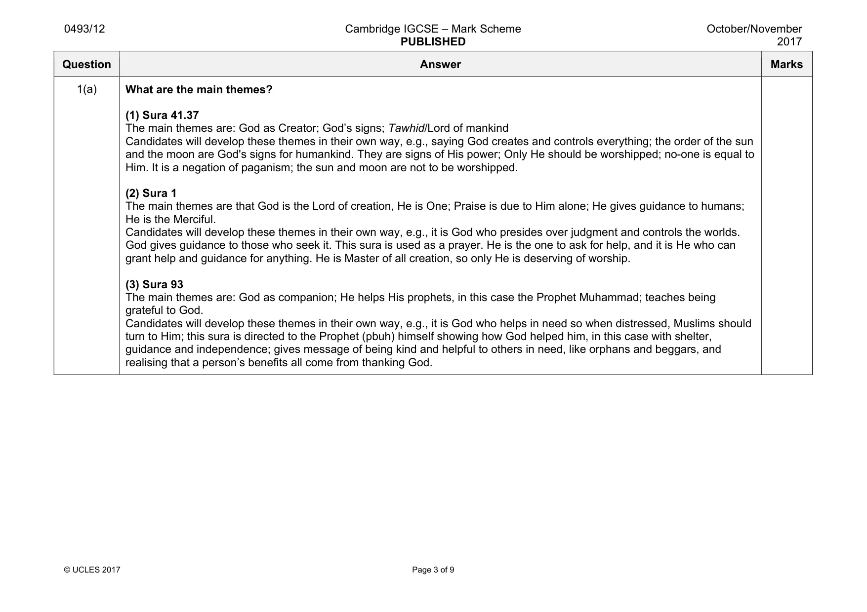 Mark scheme, page 3 of 9