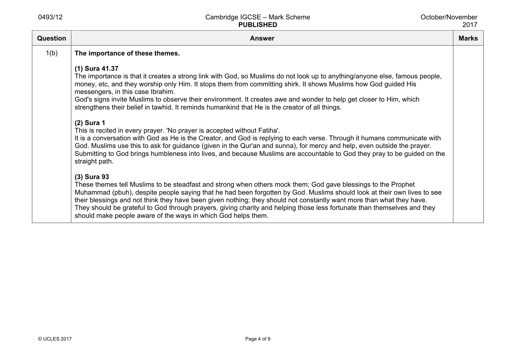 Mark scheme, page 4 of 9