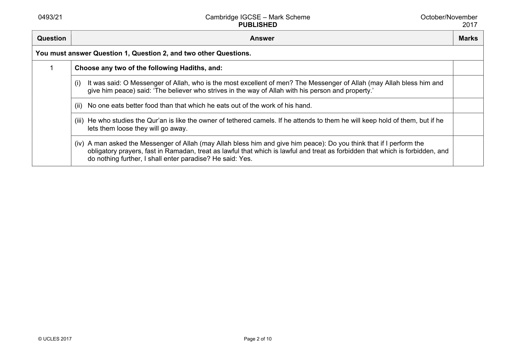 Mark scheme, page 2 of 10
