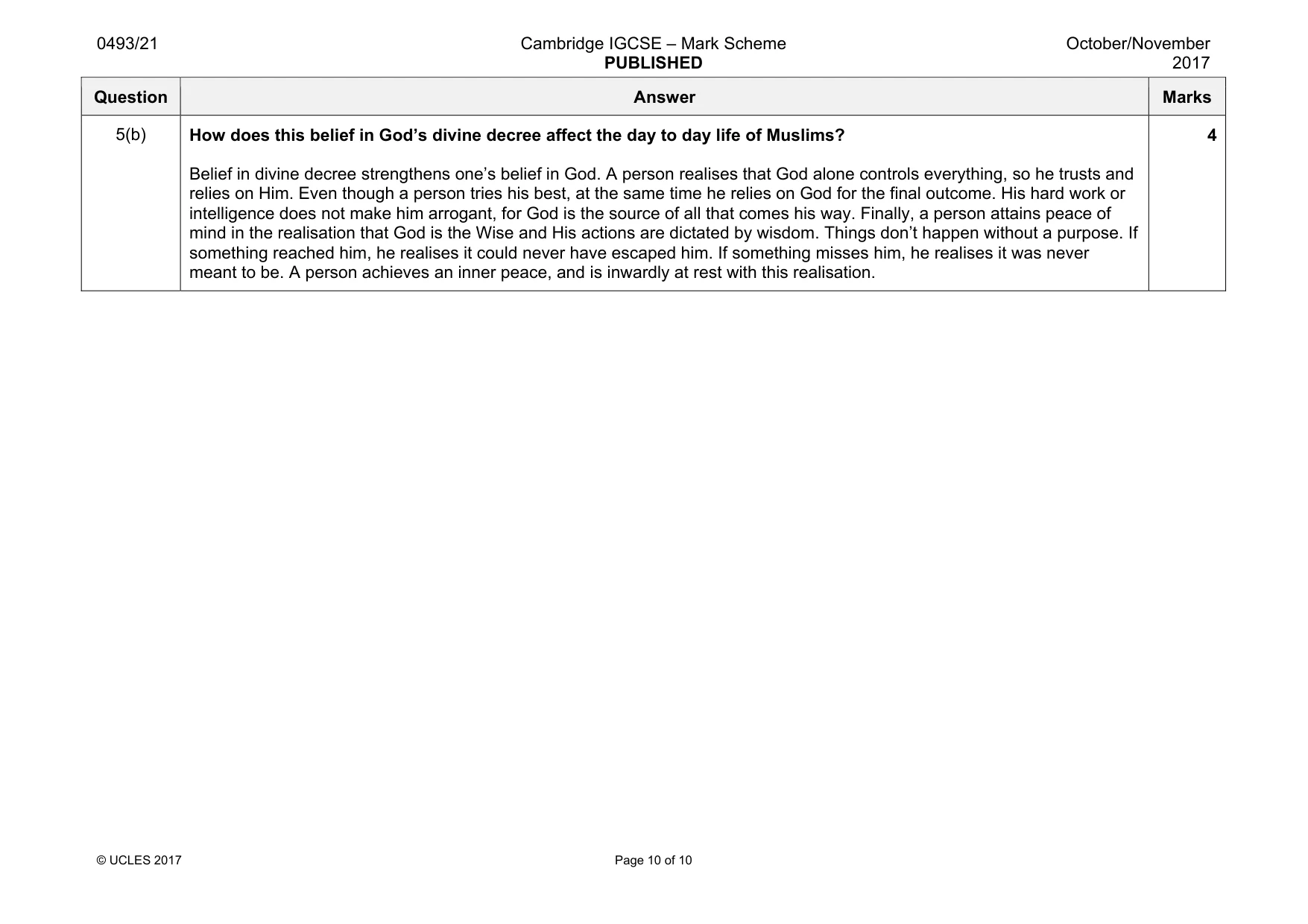 Mark scheme, page 10 of 10