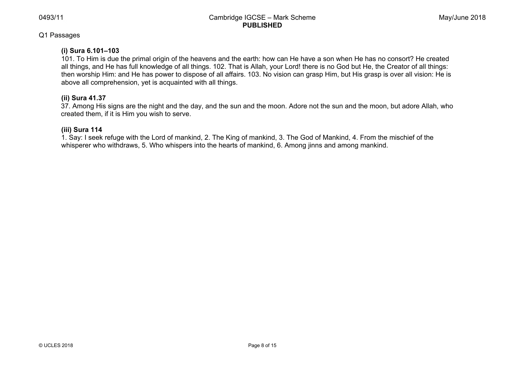 Mark scheme, page 8 of 15