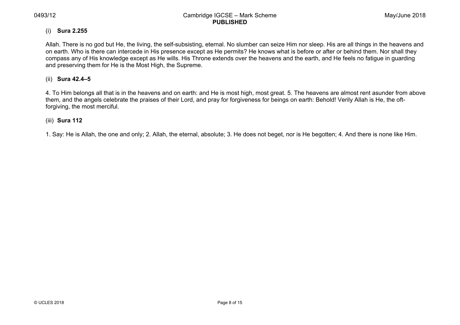 Mark scheme, page 8 of 15