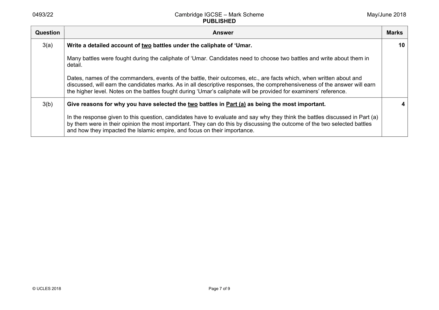 Mark scheme, page 7 of 9
